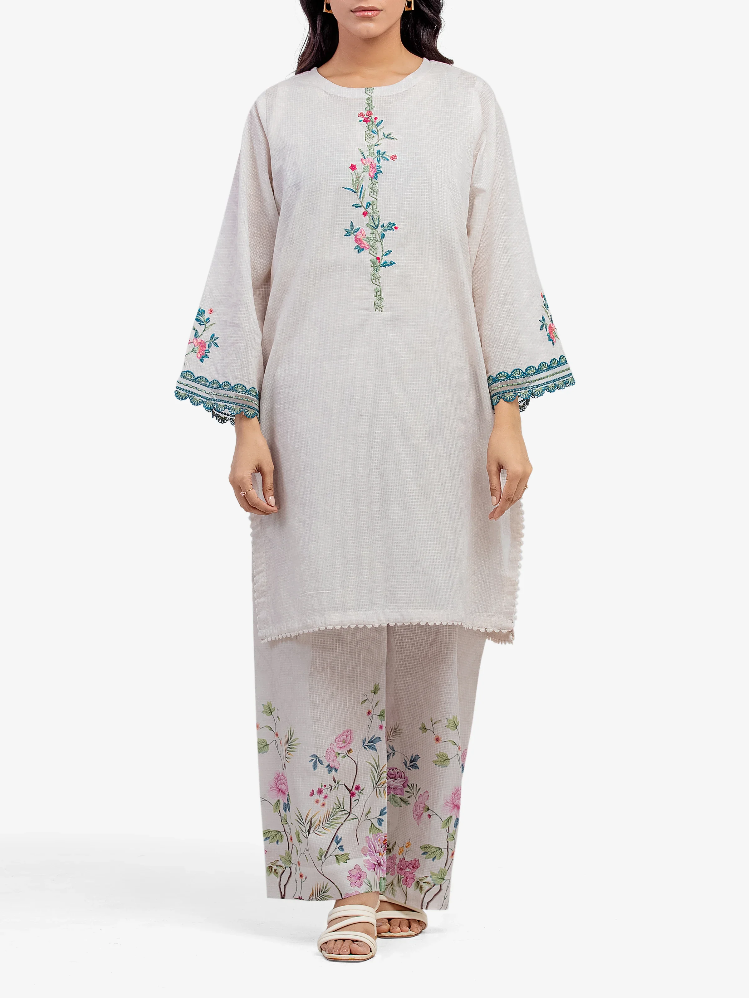 Embroidered Lawn Slub Shirt Trouser - EWTKE5-81675ST