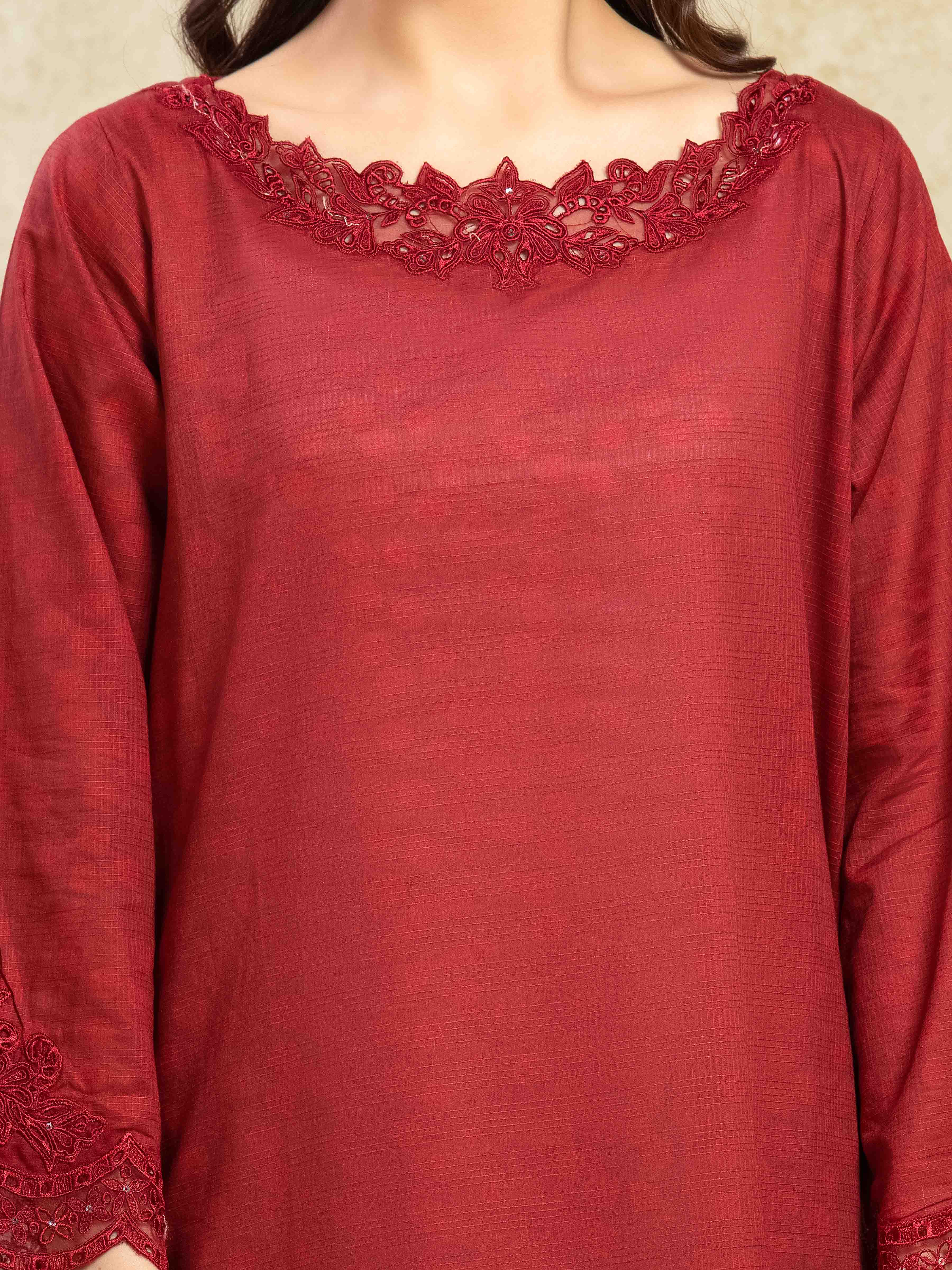 Embroidered Lawn Slub Shirt Trouser - EWTKE5-81681ST - Image 3