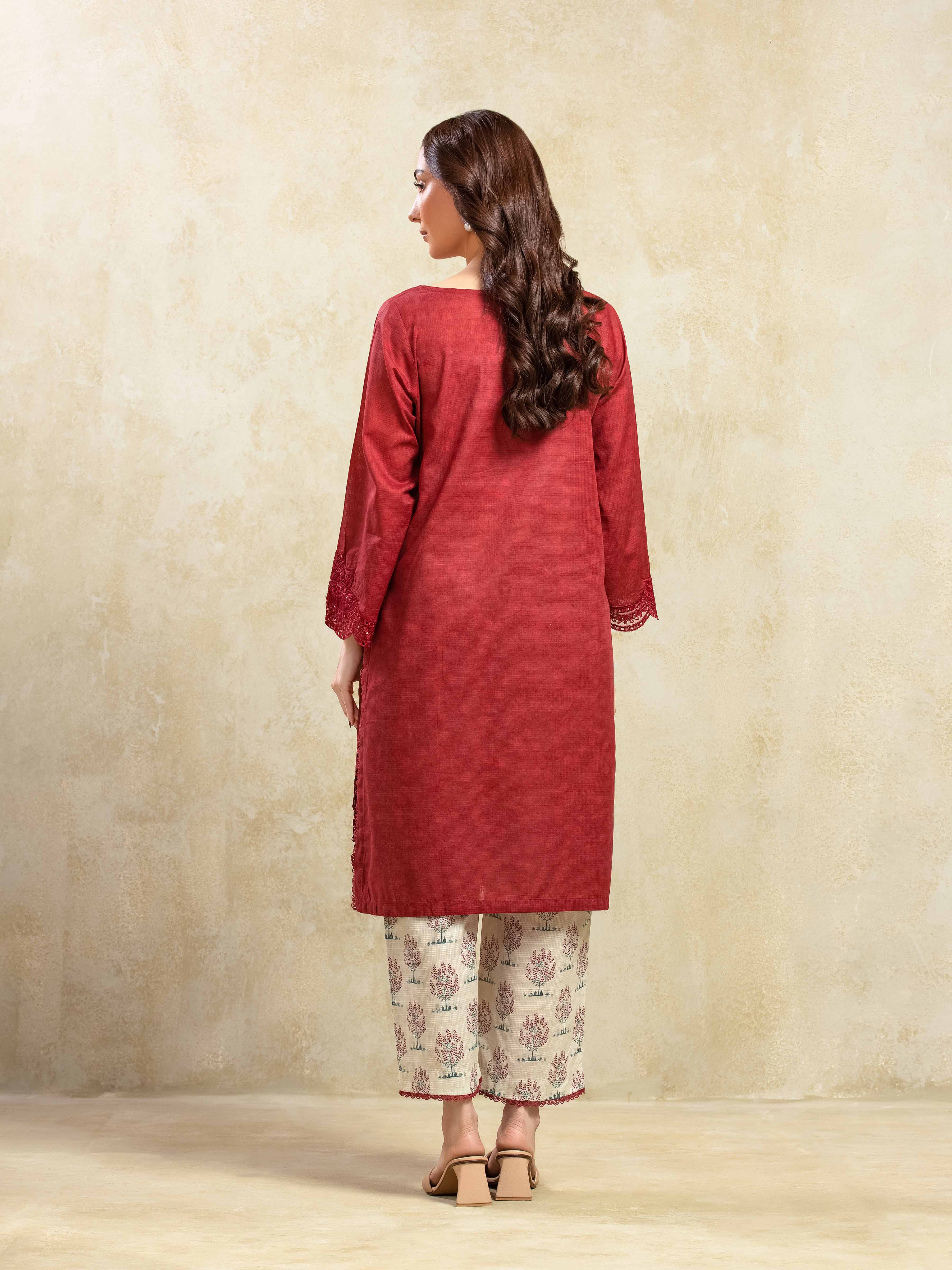 Embroidered Lawn Slub Shirt Trouser - EWTKE5-81681ST - Image 6