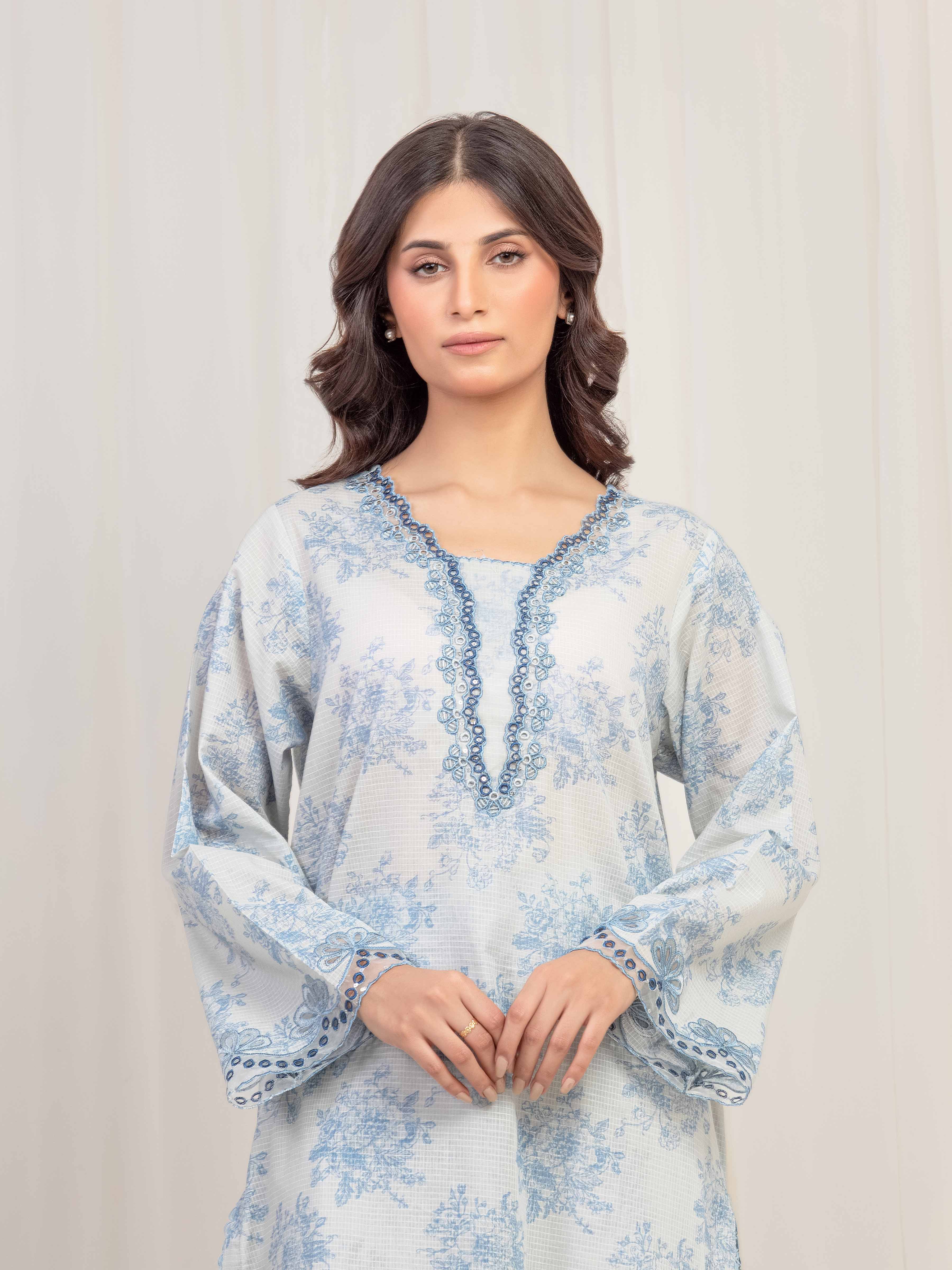 Embroidered Lawn Slub Shirt Trouser - EWTKE5-81683ST - Image 3