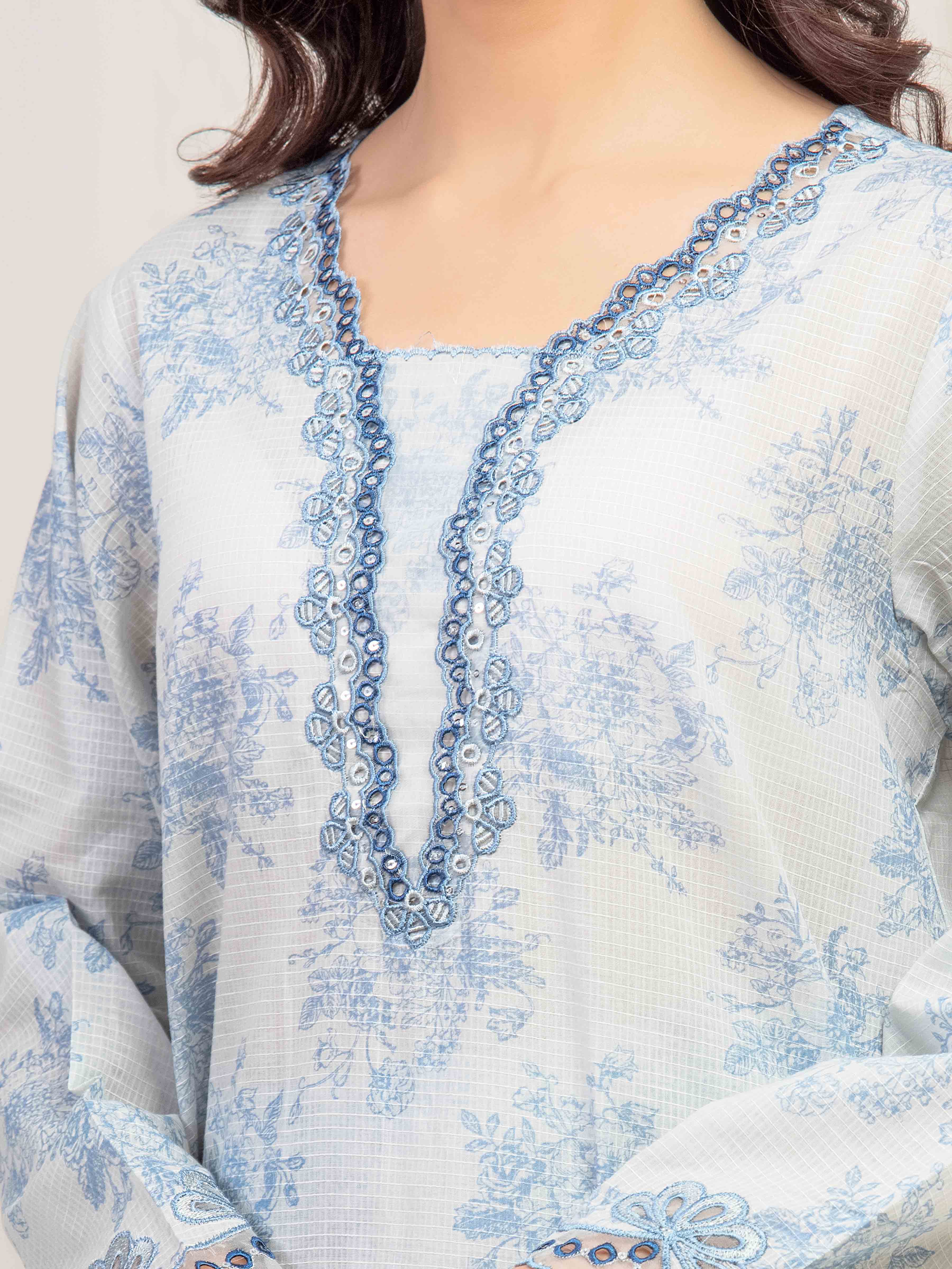 Embroidered Lawn Slub Shirt Trouser - EWTKE5-81683ST - Image 4