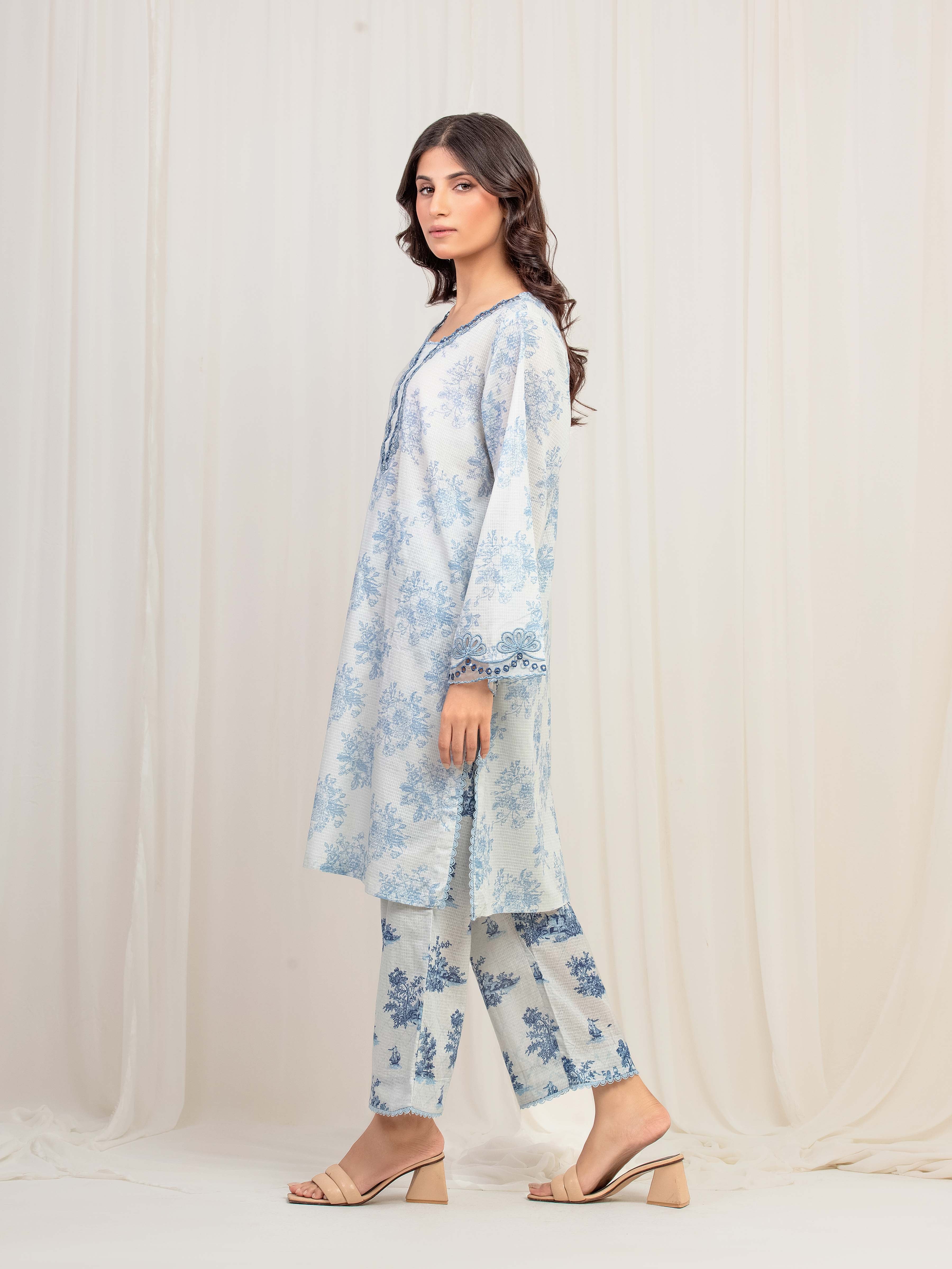 Embroidered Lawn Slub Shirt Trouser - EWTKE5-81683ST - Image 5