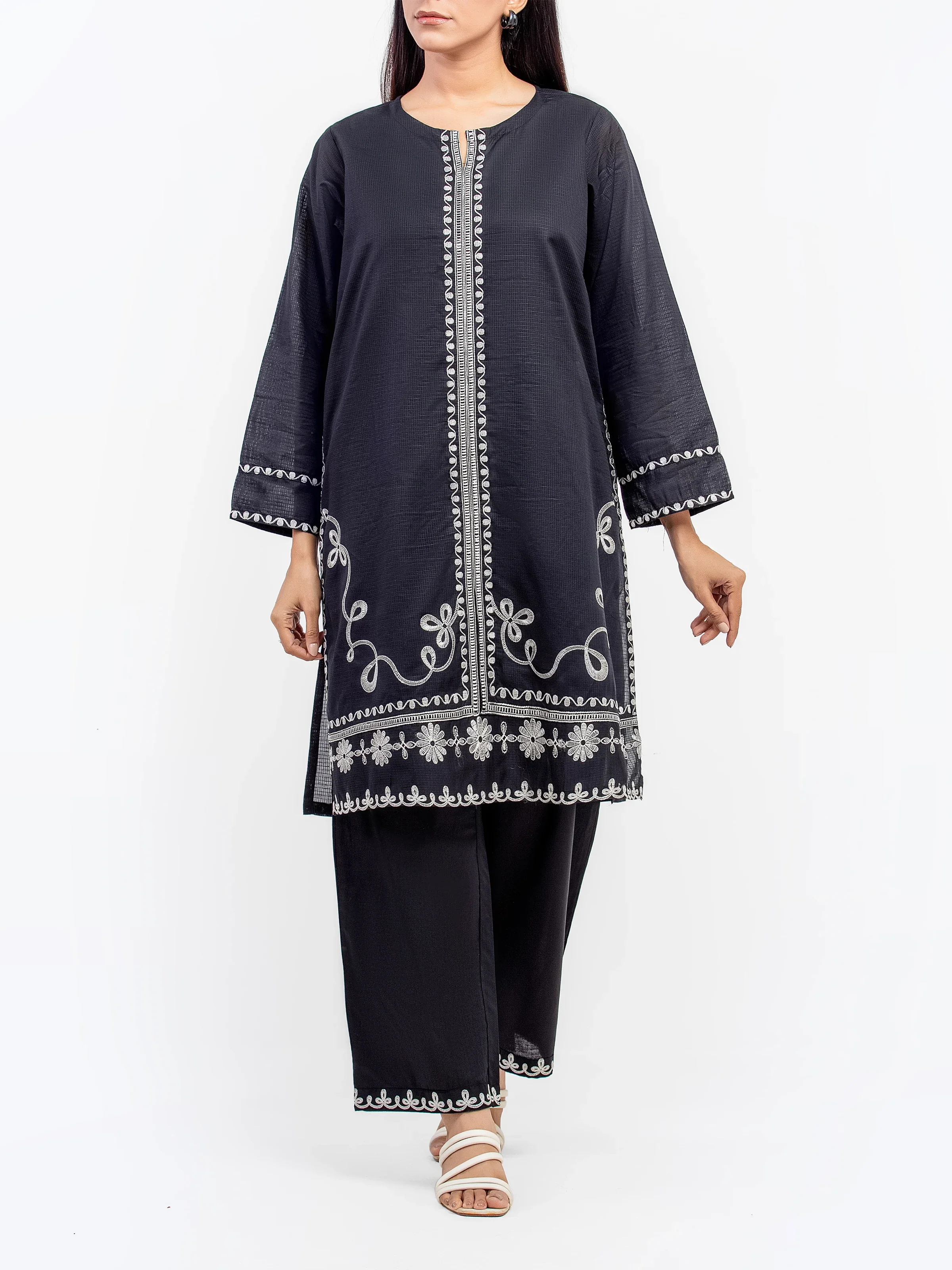 Embroidered Lawn Slub Co-Ord Set - EWTKE5-82100ST