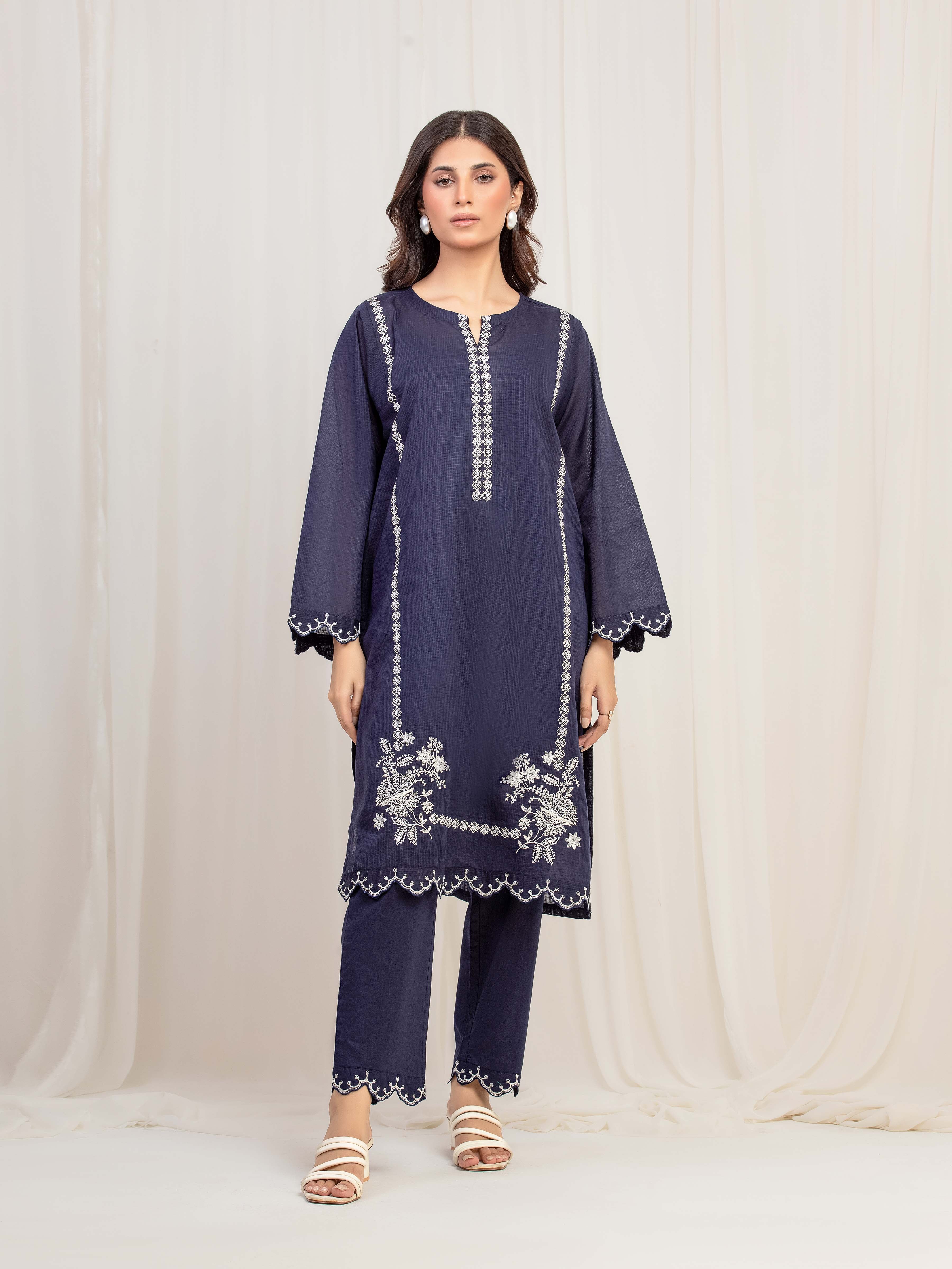 Embroidered Lawn Slub Shirt Trouser - EWTKE5-82103ST