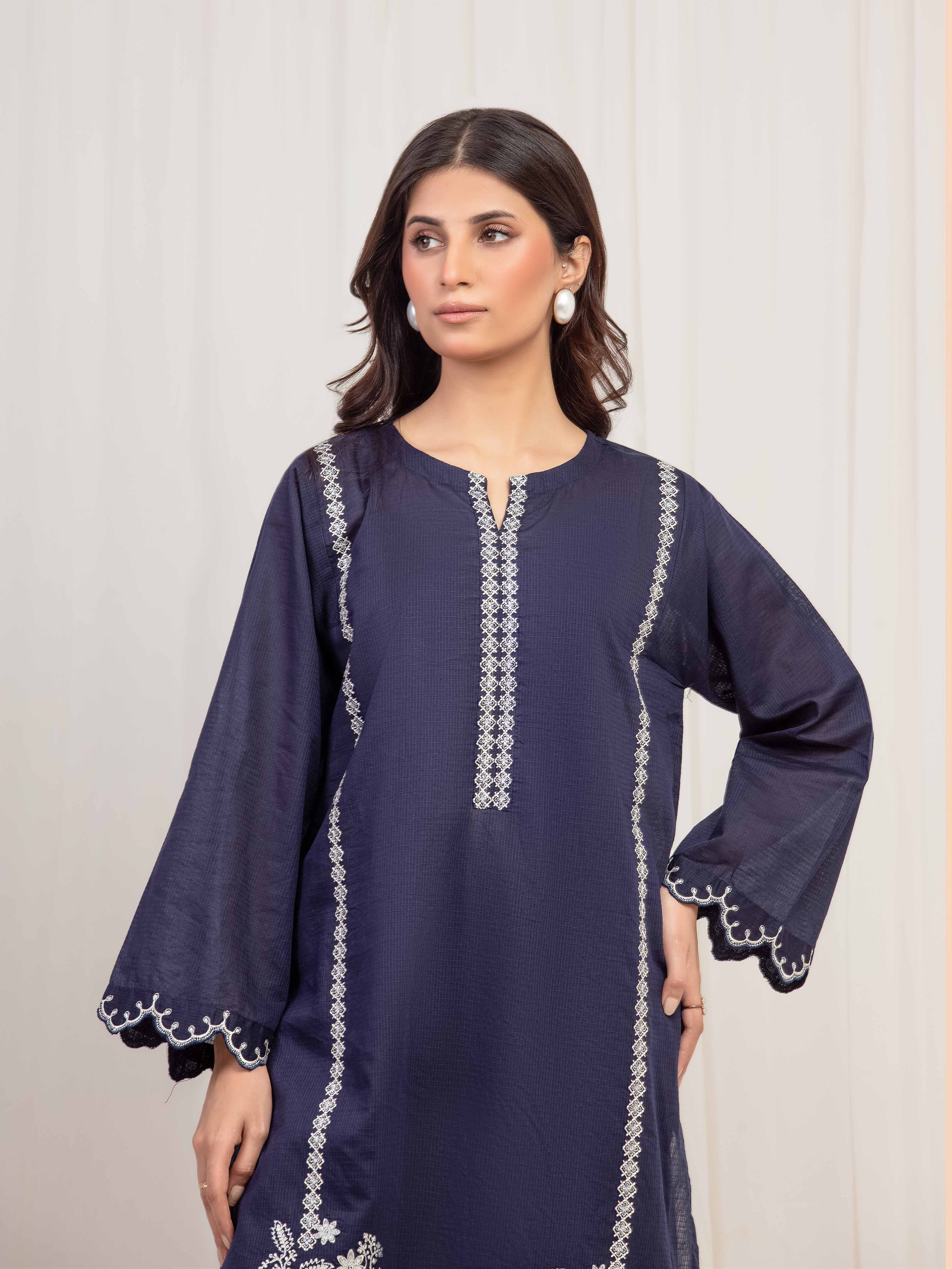 Embroidered Lawn Slub Shirt Trouser - EWTKE5-82103ST - Image 2