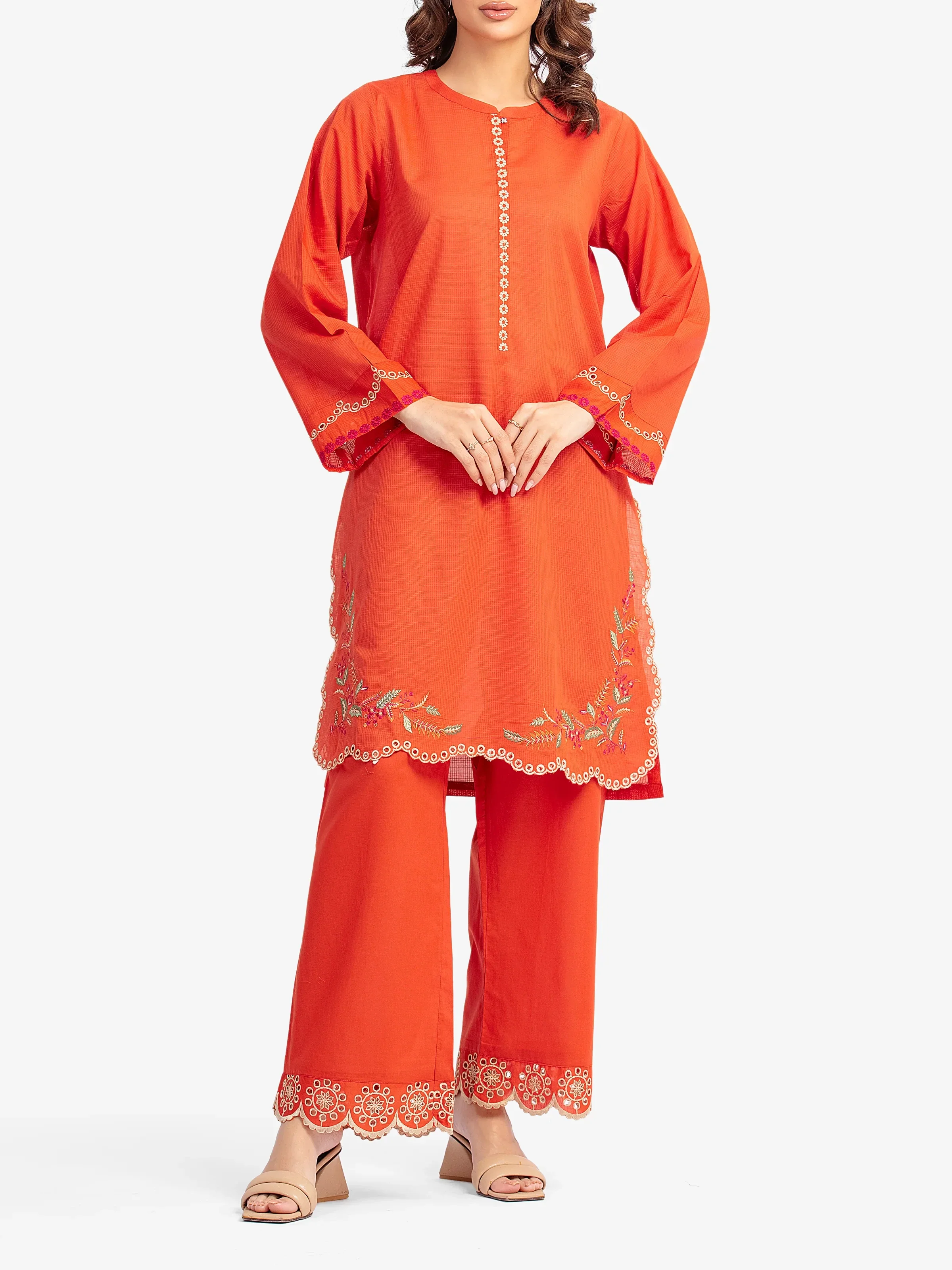 Embroidered Lawn Slub Shirt Trouser - EWTKE5-82104ST