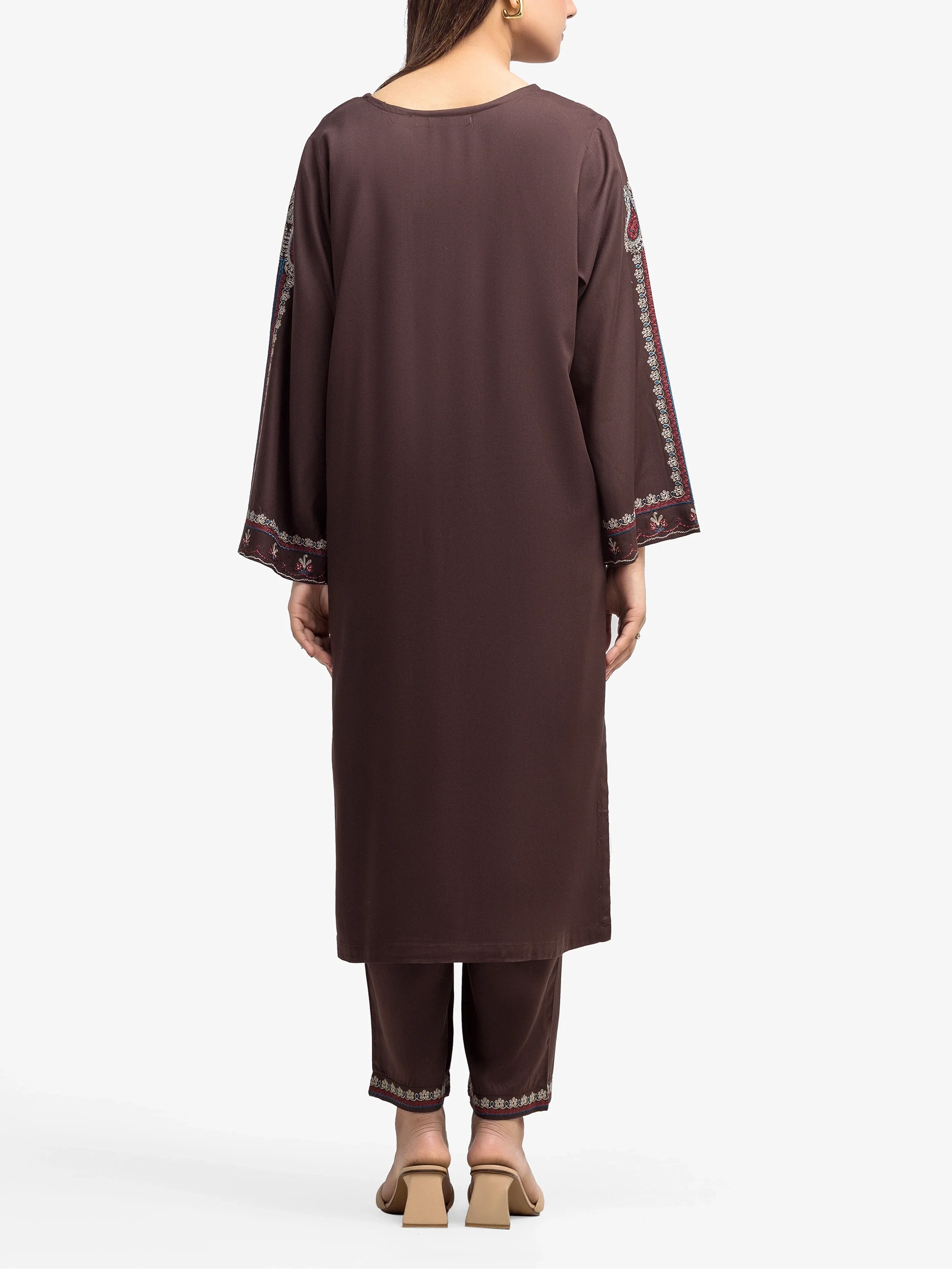 Embroidered Marina Twill Viscose Shirt Trouser - EWTKE24-81541ST - Image 5