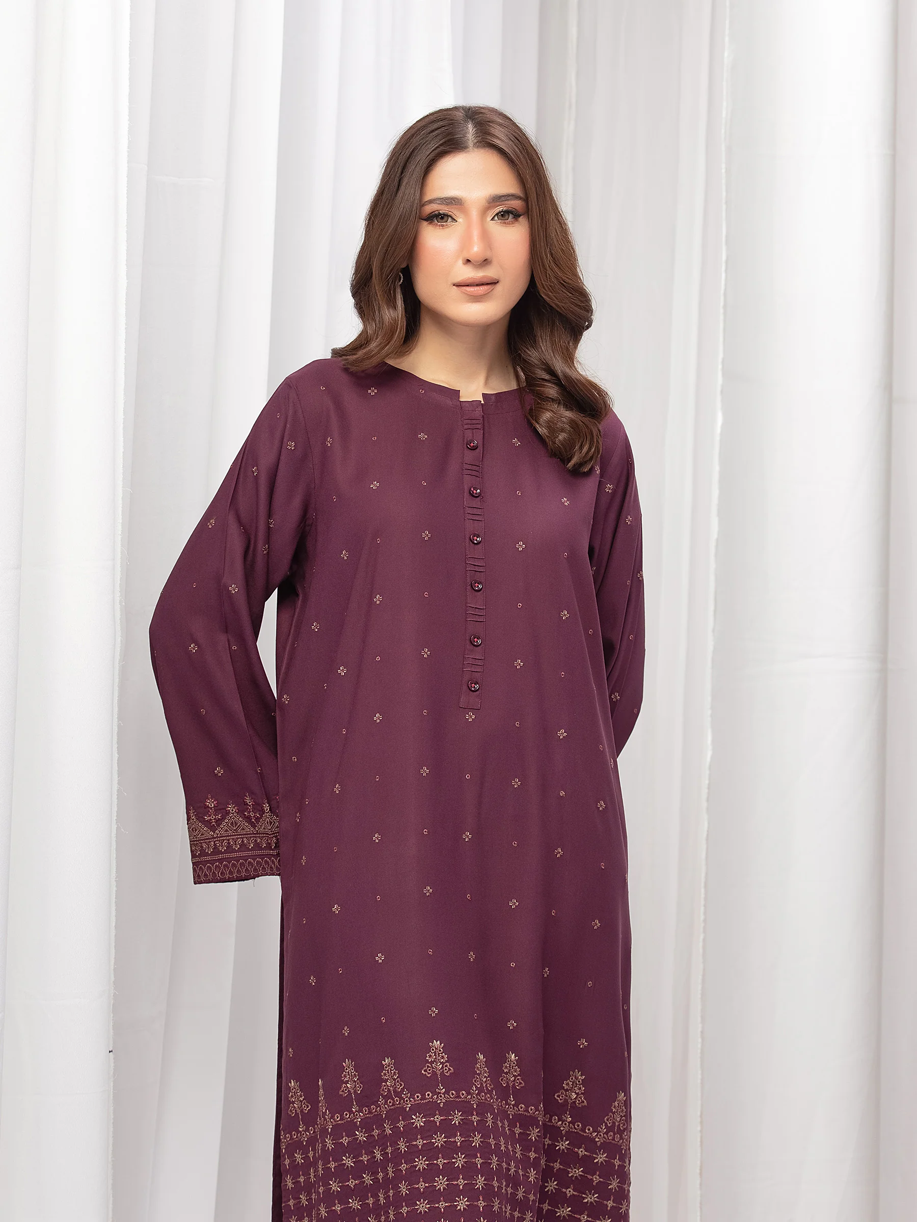 Embroidered Marina Twill Viscose Co-Ord Set - EWTKE24-81545ST - Image 2