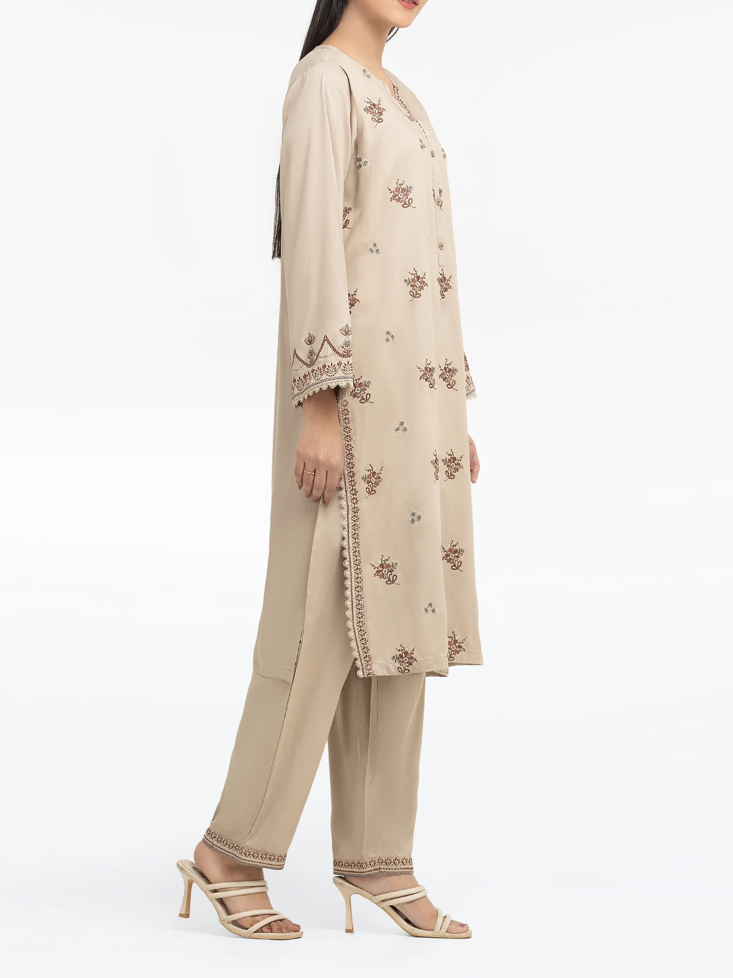 Embroidered Marina Twill Viscose Shirt Trouser - EWTKE24-81547ST - Image 5