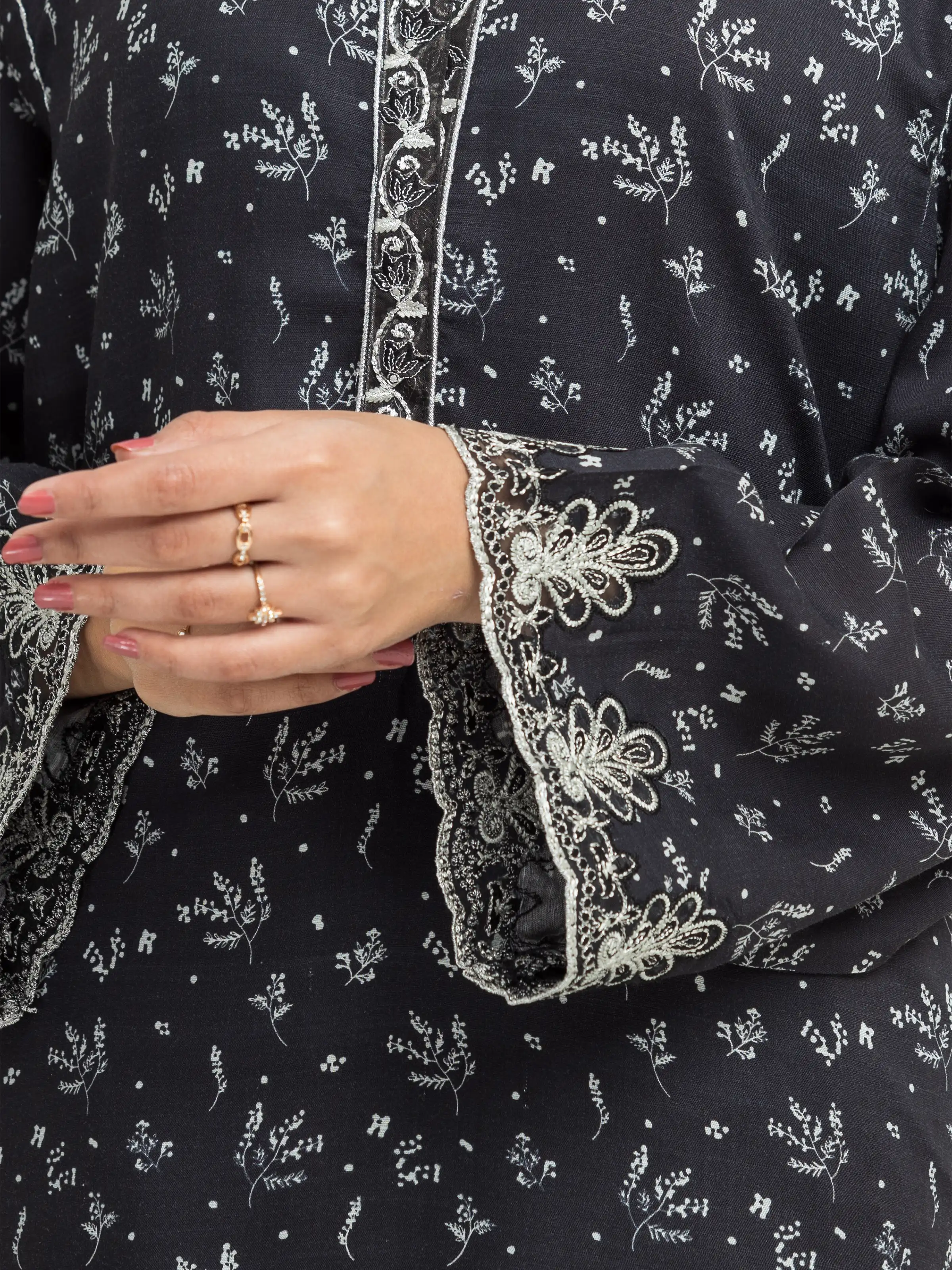 Embroidered Raw Silk Co-Ord Set - EWTKE24-81511ST - Image 3