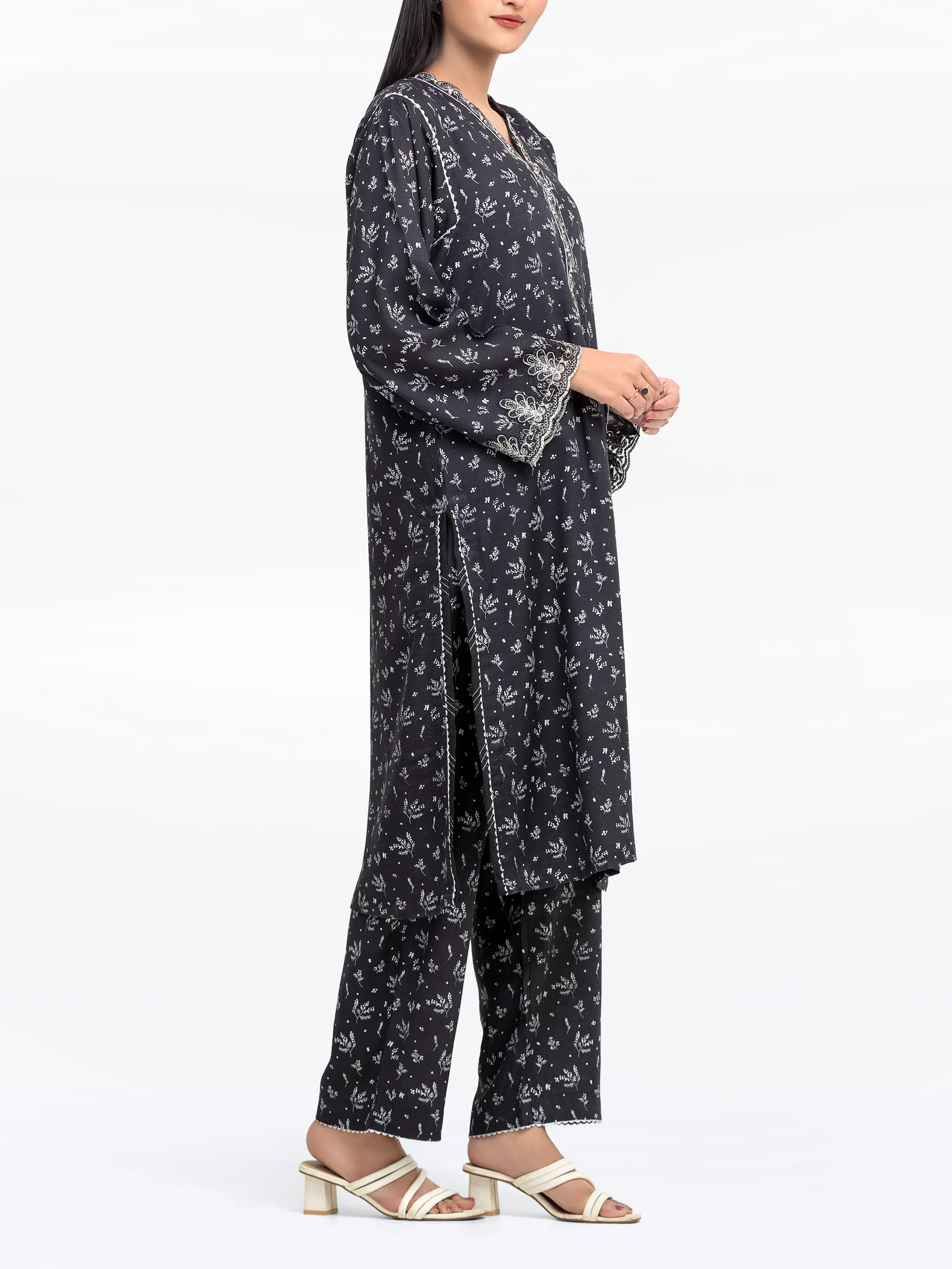 Embroidered Raw Silk Co-Ord Set - EWTKE24-81511ST - Image 4