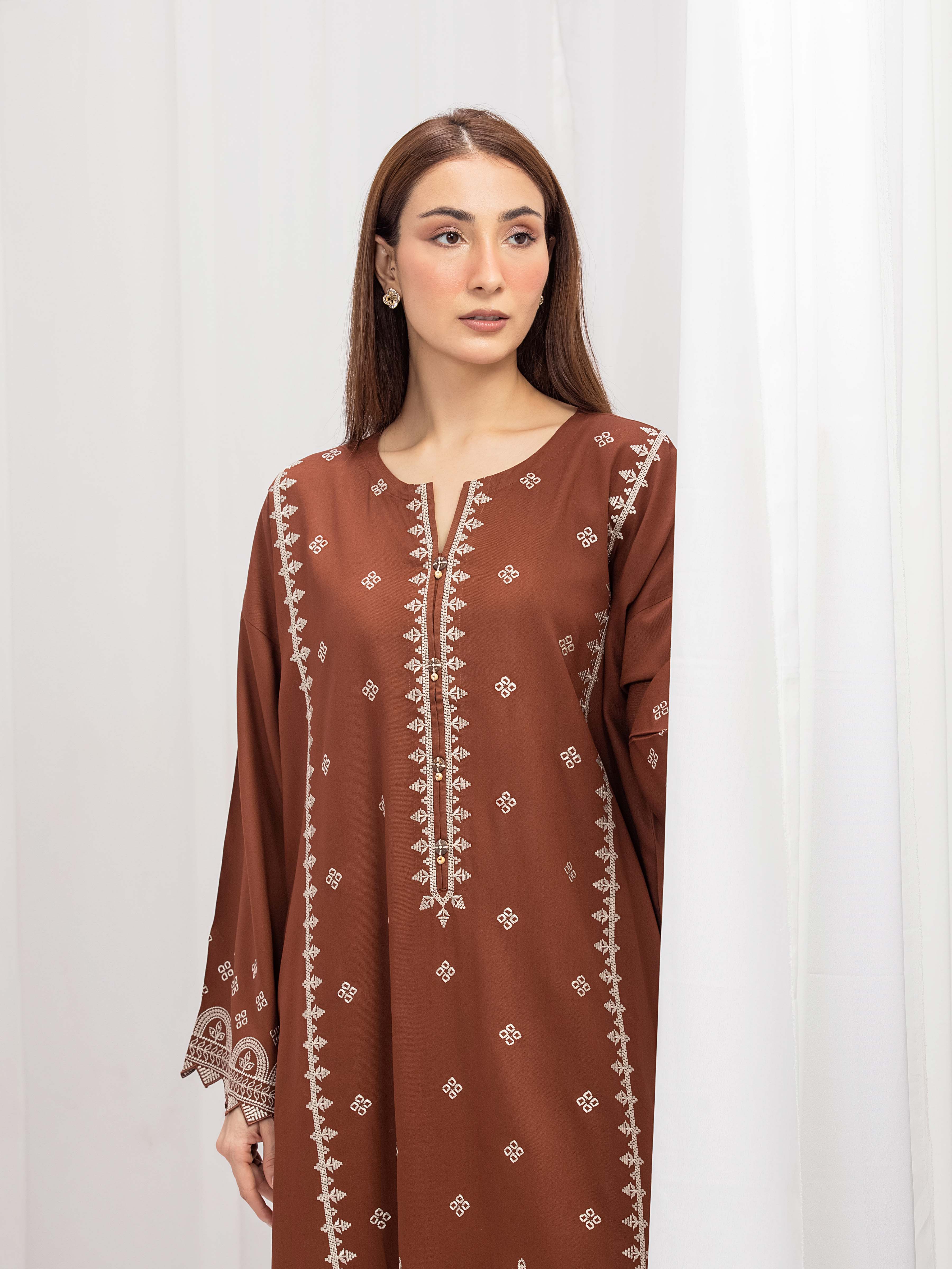 Embroidered Marina Twill Viscose Co-Ord Set - EWTKE24-81543ST - Image 2