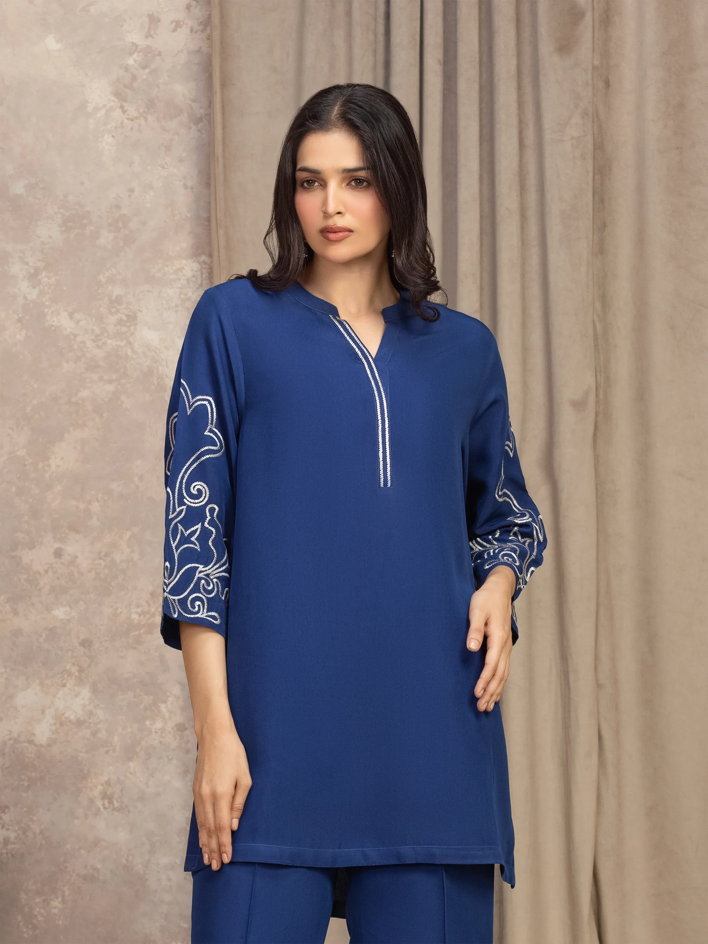 Embroidered Viscose Shirt Trouser - EWTKED5-84063ST - Image 2