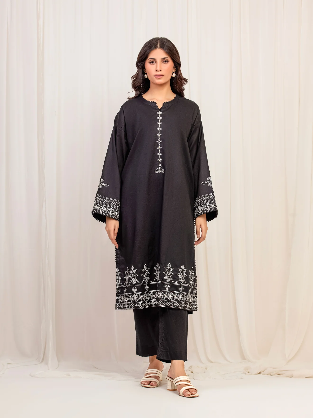 Printed Cotton Jacquard Shirt Trouser - EWTKP5-80132ST