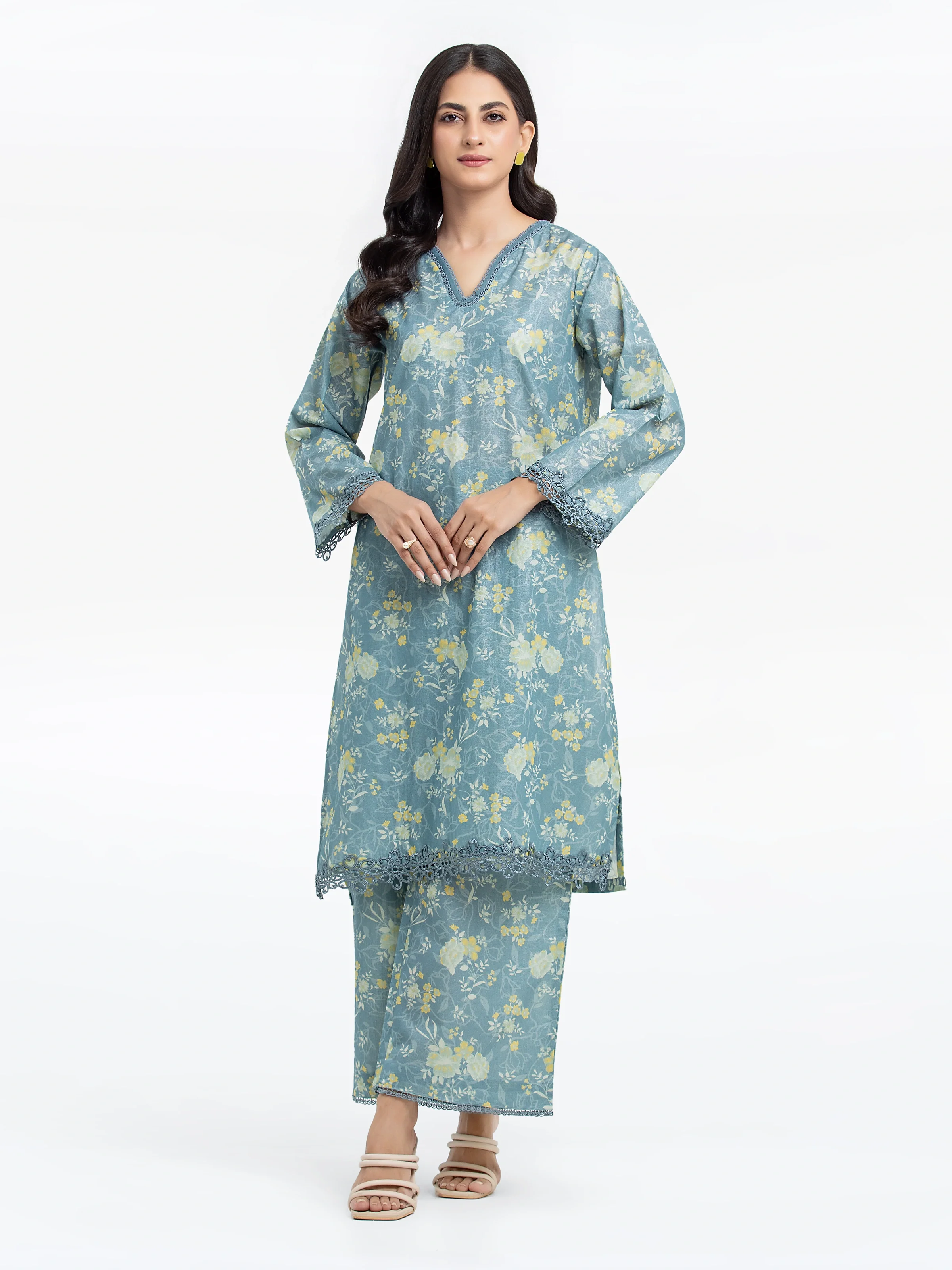 Printed Cotton Zari Shirt Trouser - EWTKP24-81161ST