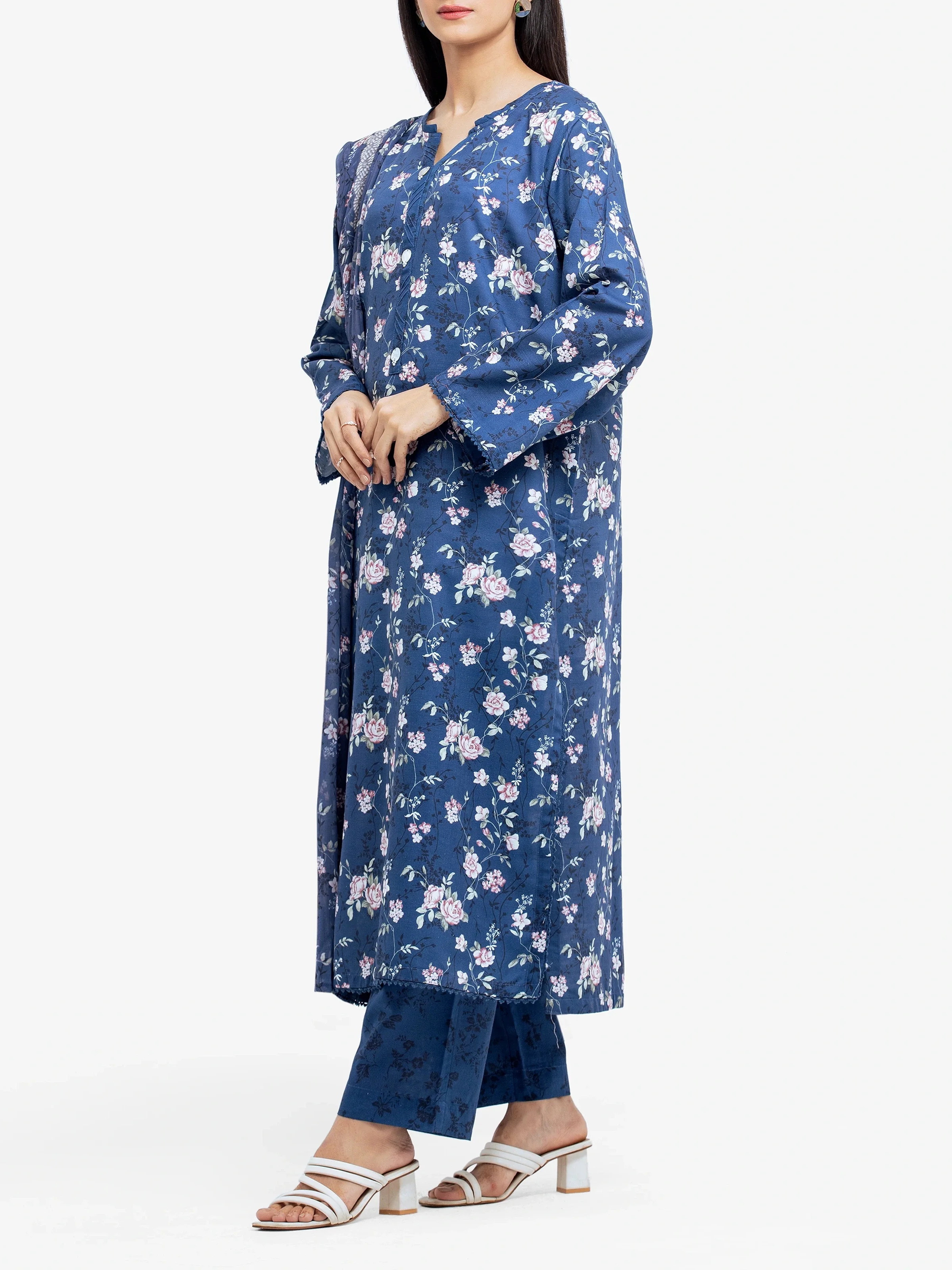 Printed Khaddar Shirt Dupatta - EWTKP24-81496SD - Image 4