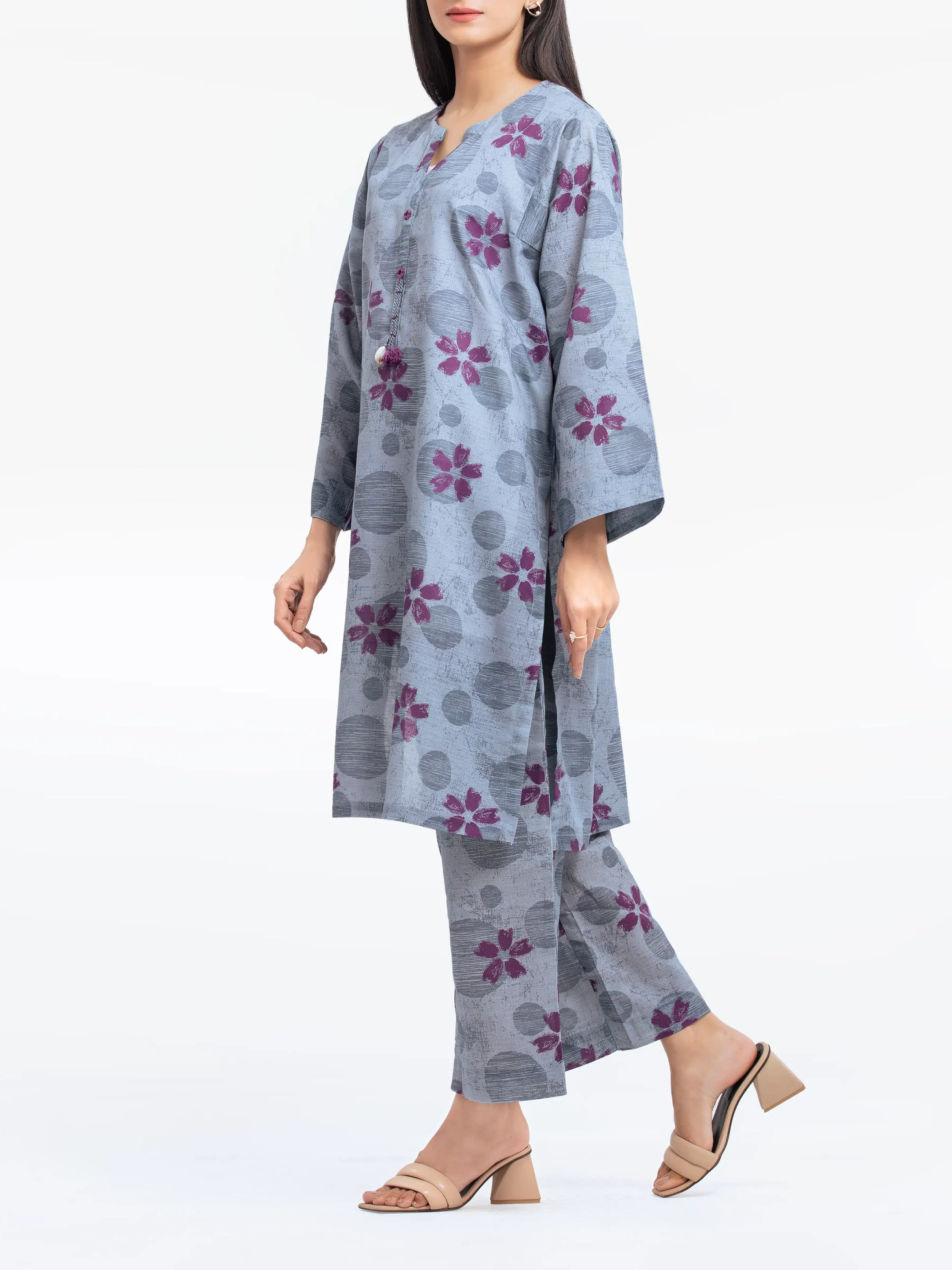 Printed Khaddar Co-Ord Set - EWTKP24-81418ST - Image 5