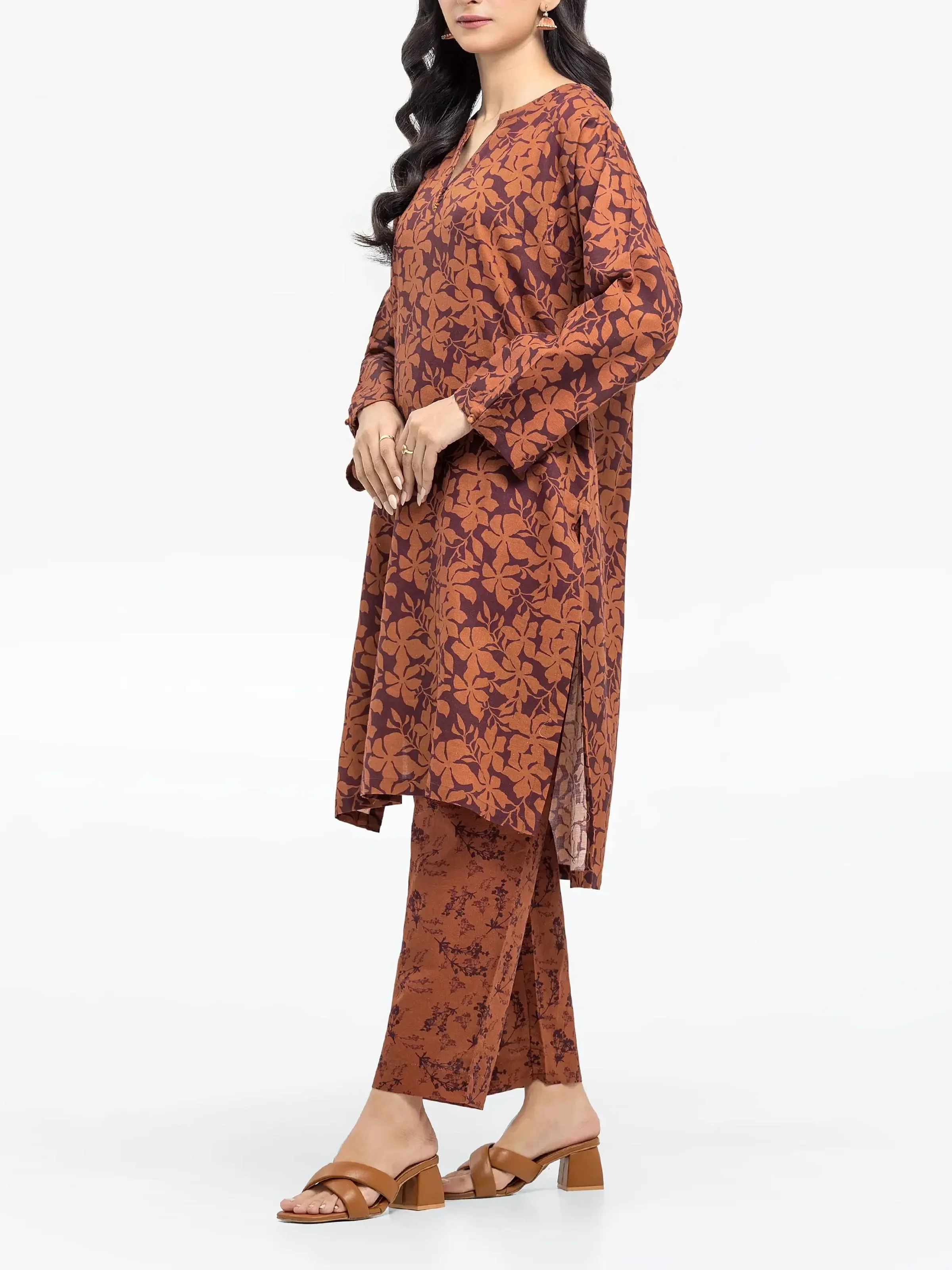 Printed Khaddar Co-Ord Set - EWTKP24-81420ST - Image 5