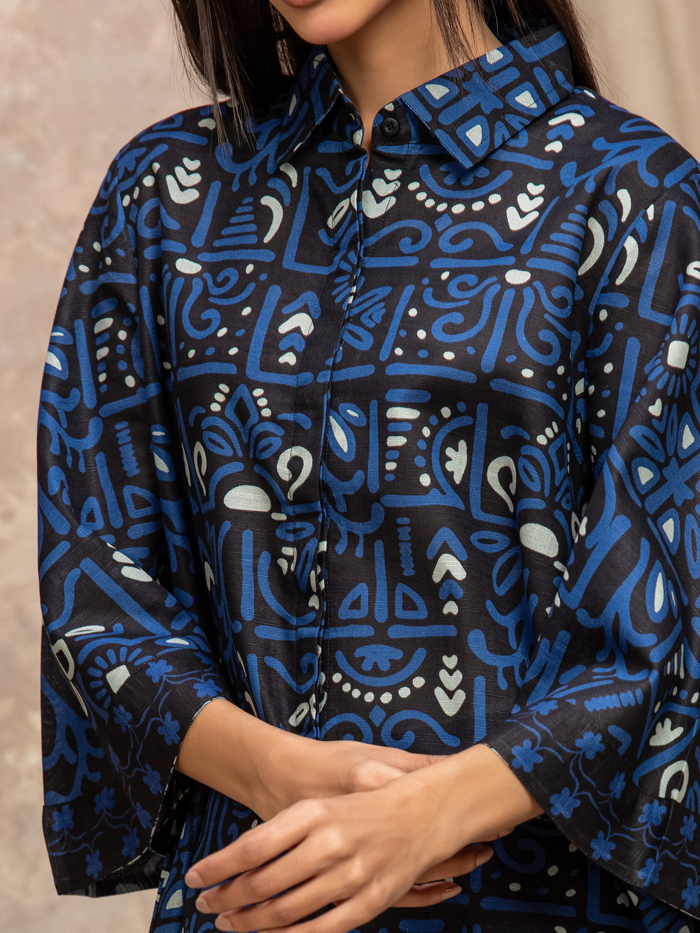 Printed Khaddar Co-Ord Set - EWTKP5-83010ST - Image 3