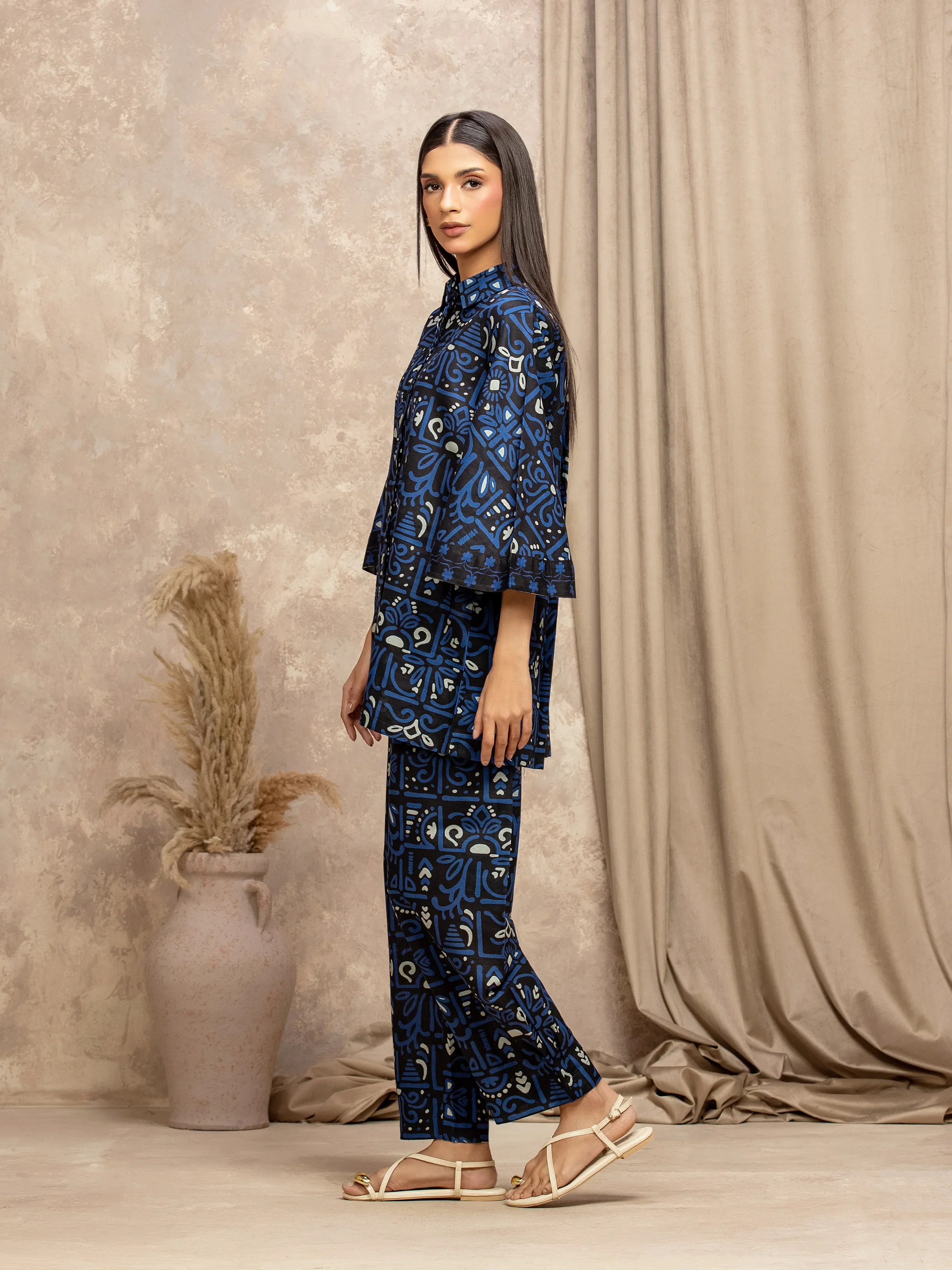 Printed Khaddar Co-Ord Set - EWTKP5-83010ST - Image 5