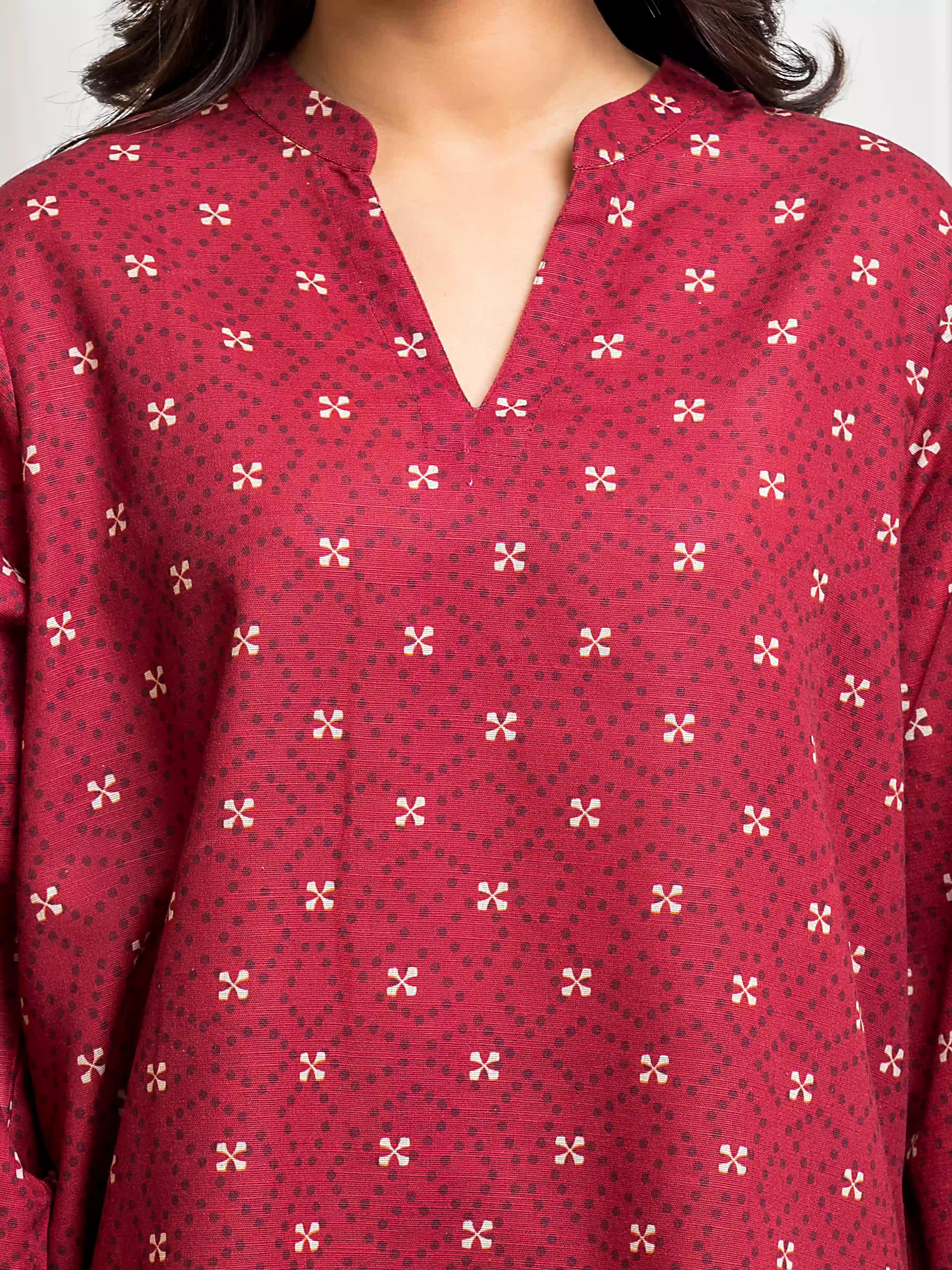 Printed Khaddar Co-Ord Set - EWTKP5-83014ST - Image 3