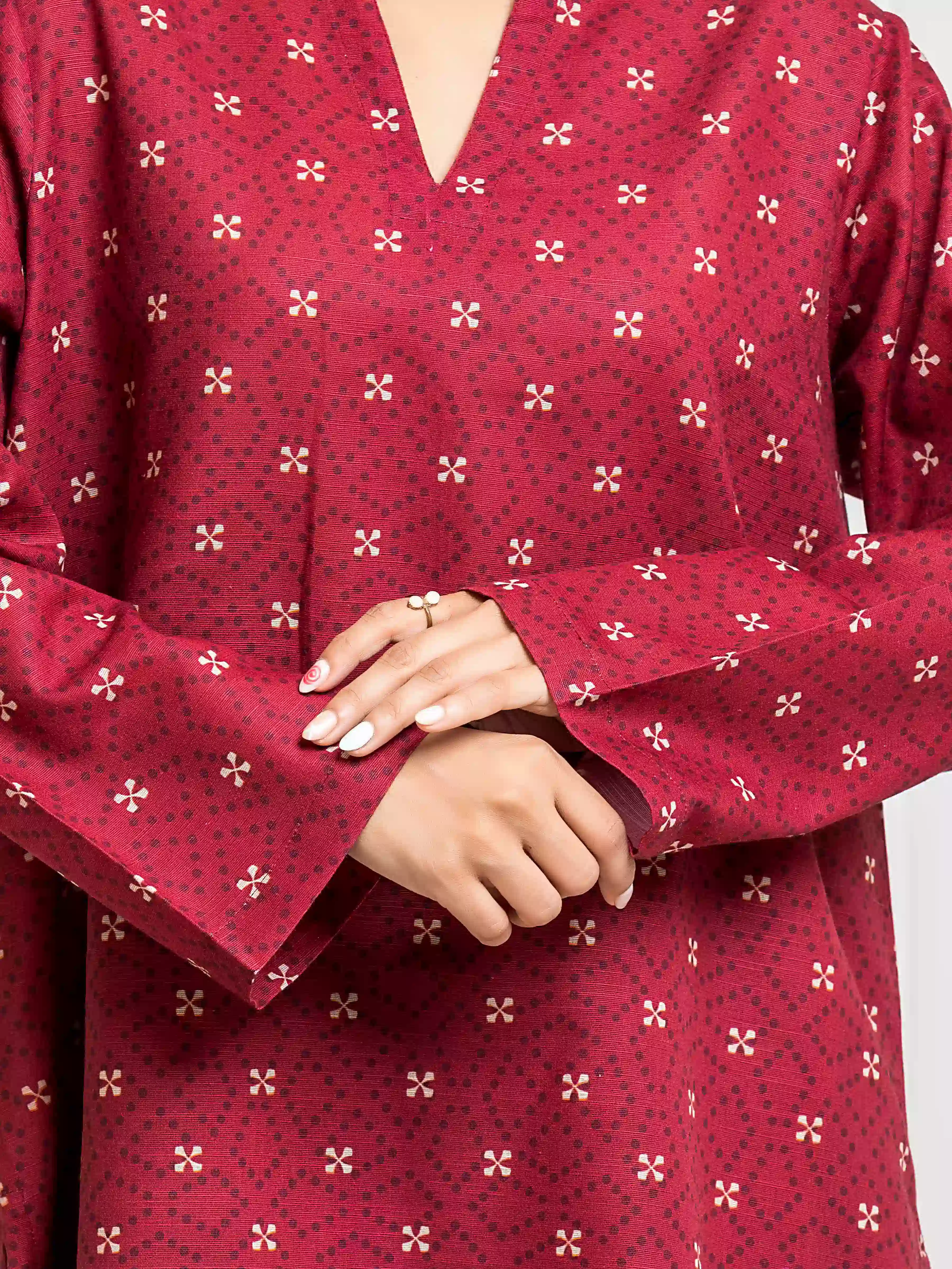 Printed Khaddar Co-Ord Set - EWTKP5-83014ST - Image 4