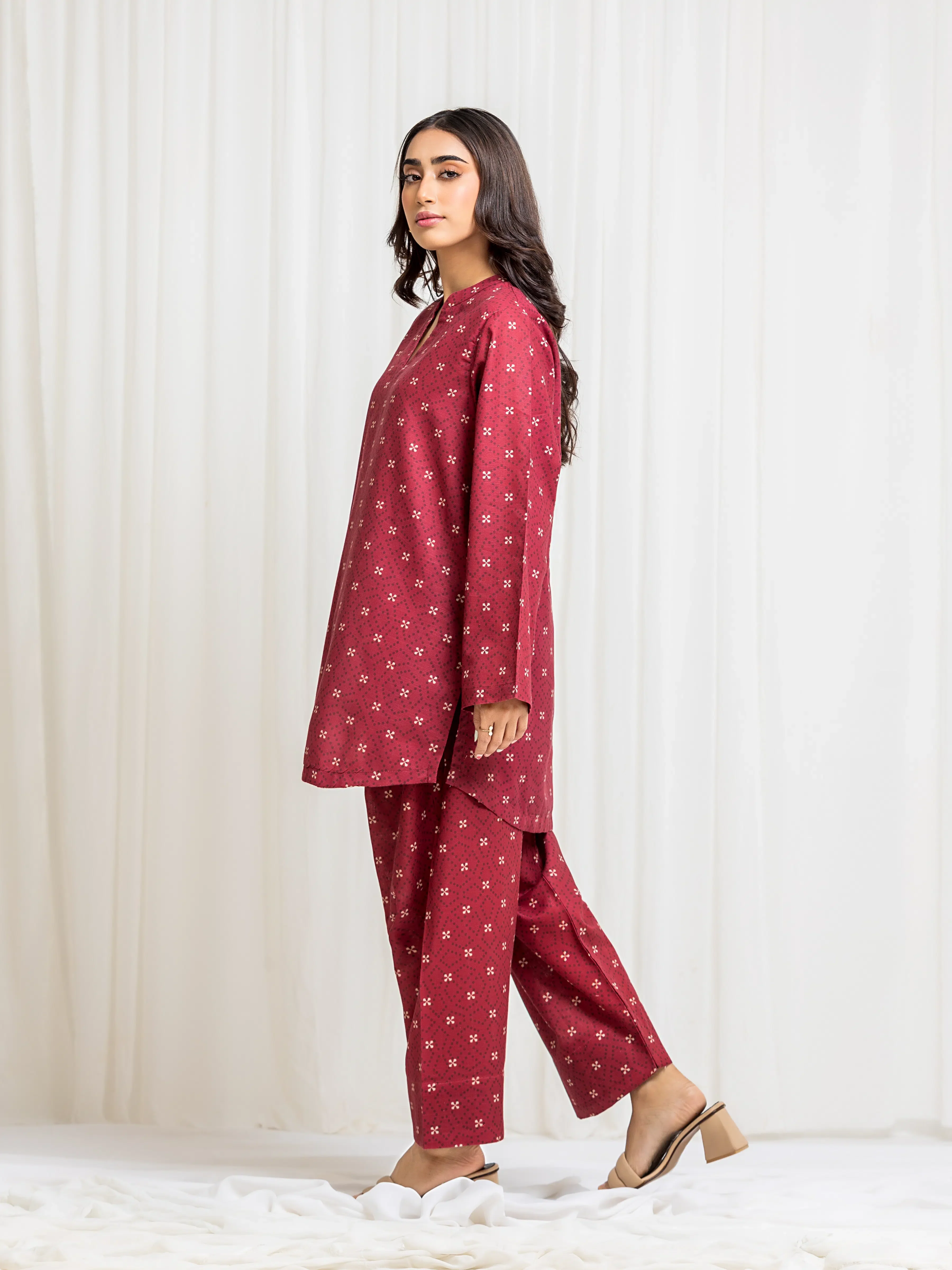 Printed Khaddar Co-Ord Set - EWTKP5-83014ST - Image 5