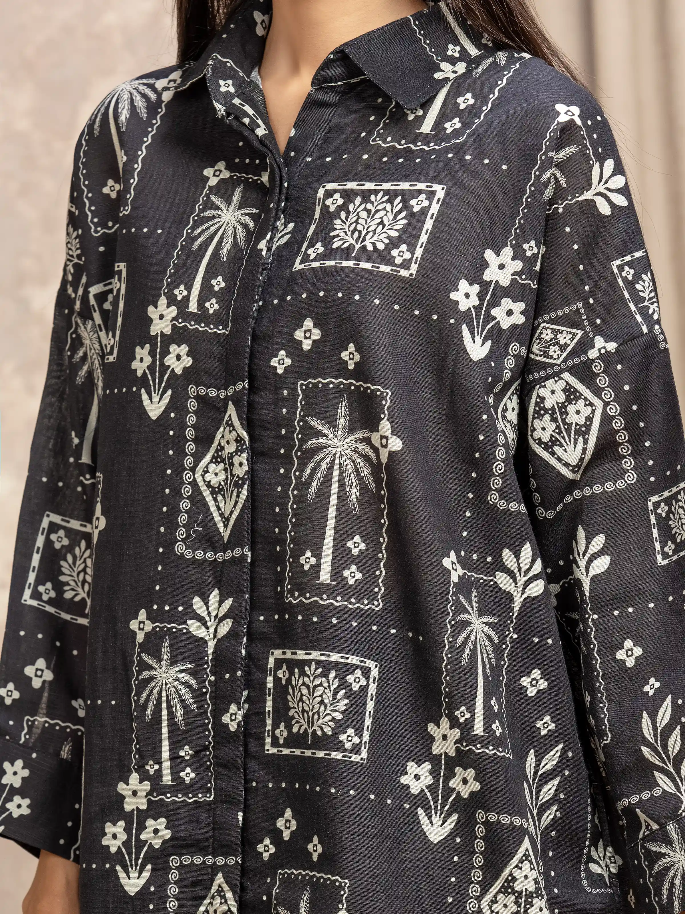 Printed Khaddar Co-Ord Set - EWTKP5-84029ST - Image 3