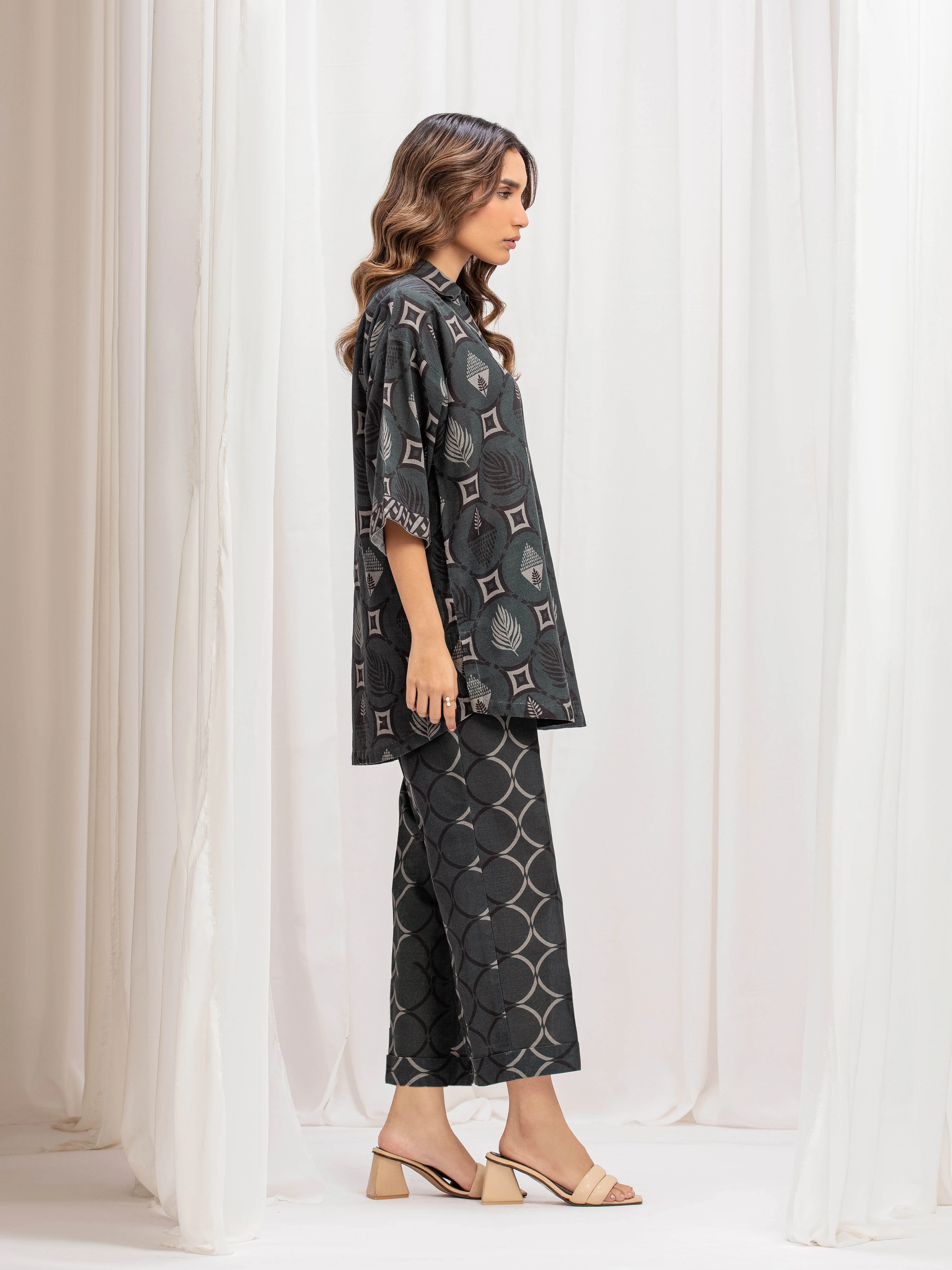 Printed Khaddar Co-Ord Set - EWTKP5-84031ST - Image 4