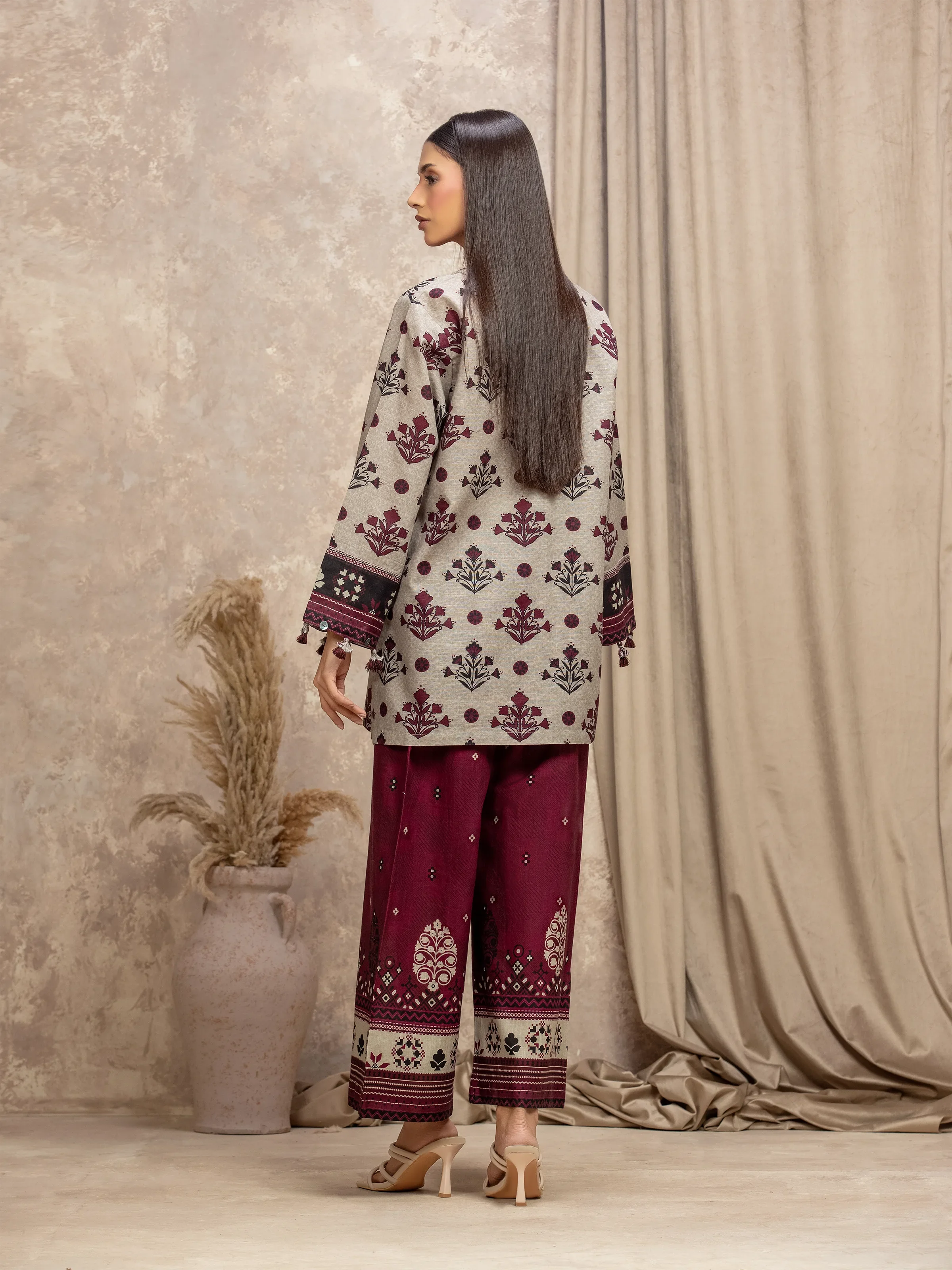 Printed Khaddar Co-Ord Set - EWTKP5-84034ST - Image 5