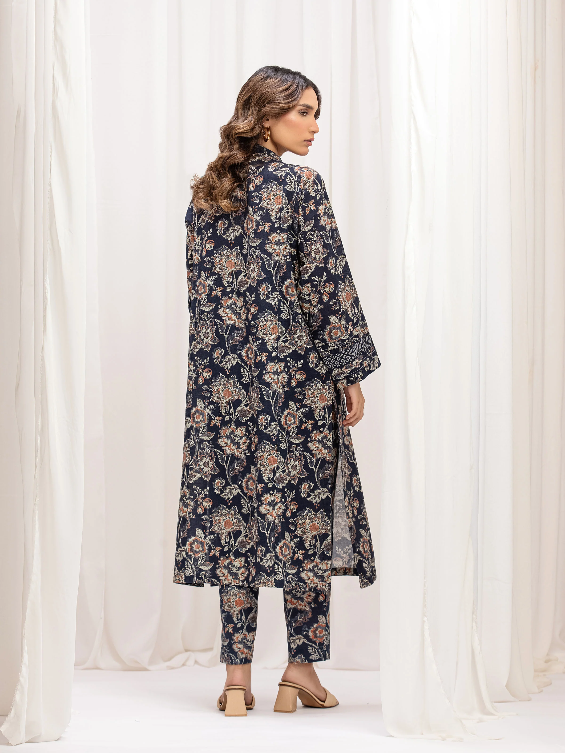 Printed Khaddar Co-Ord Set - EWTKP5-84037ST - Image 6