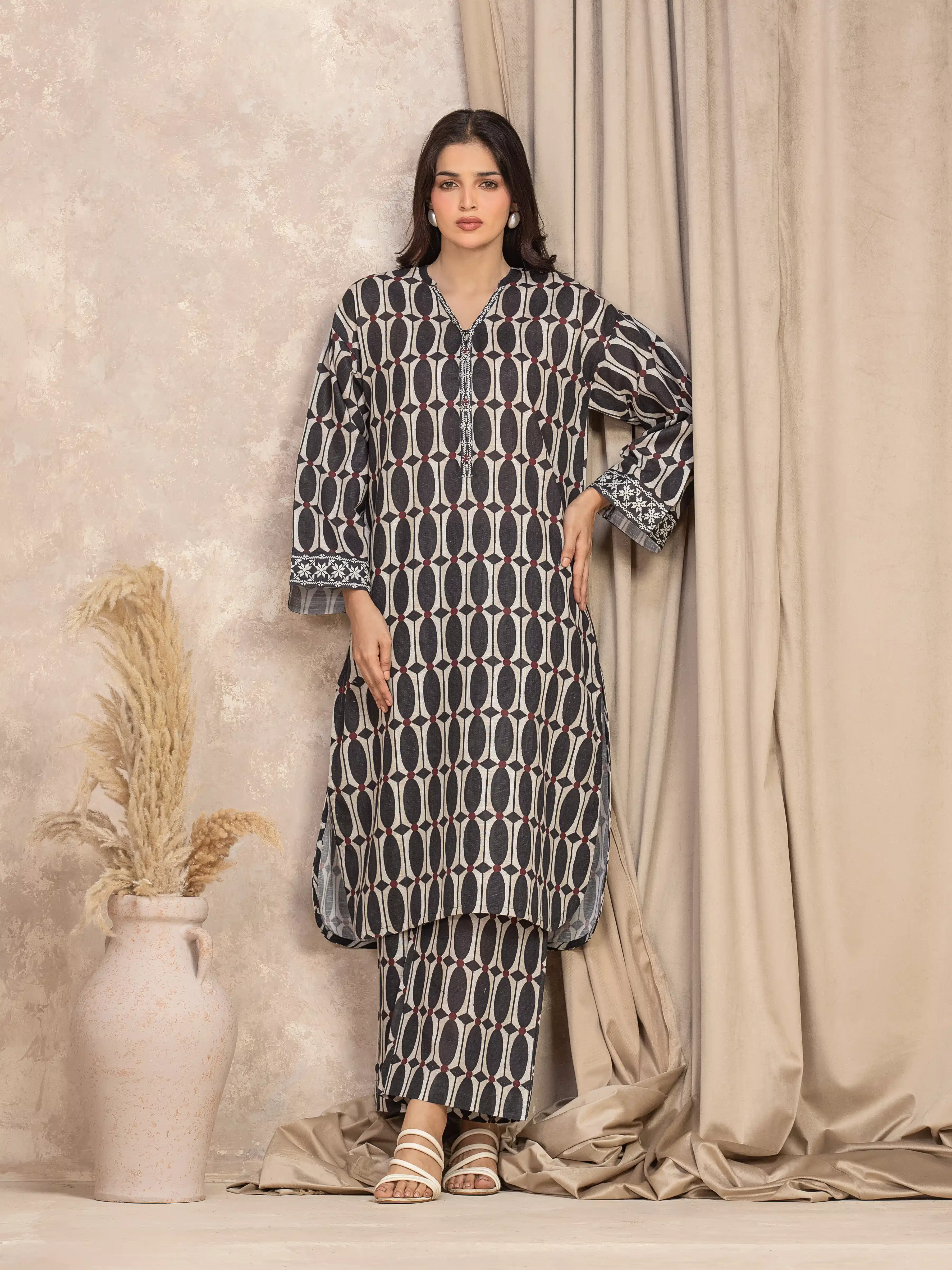 Printed Khaddar Co-Ord Set - EWTKP5-84039ST