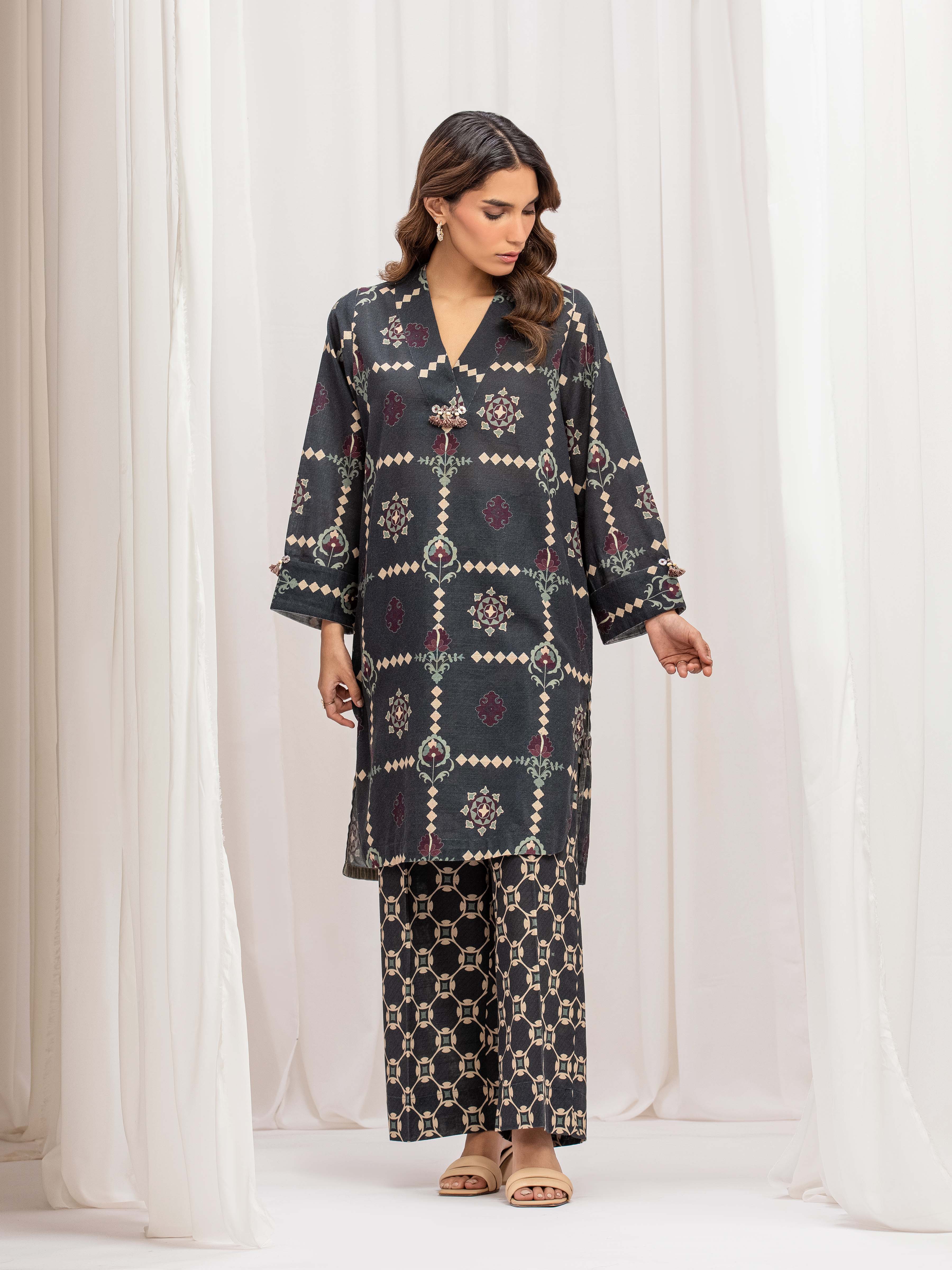 Printed Khaddar Co-Ord Set - EWTKP5-84042ST