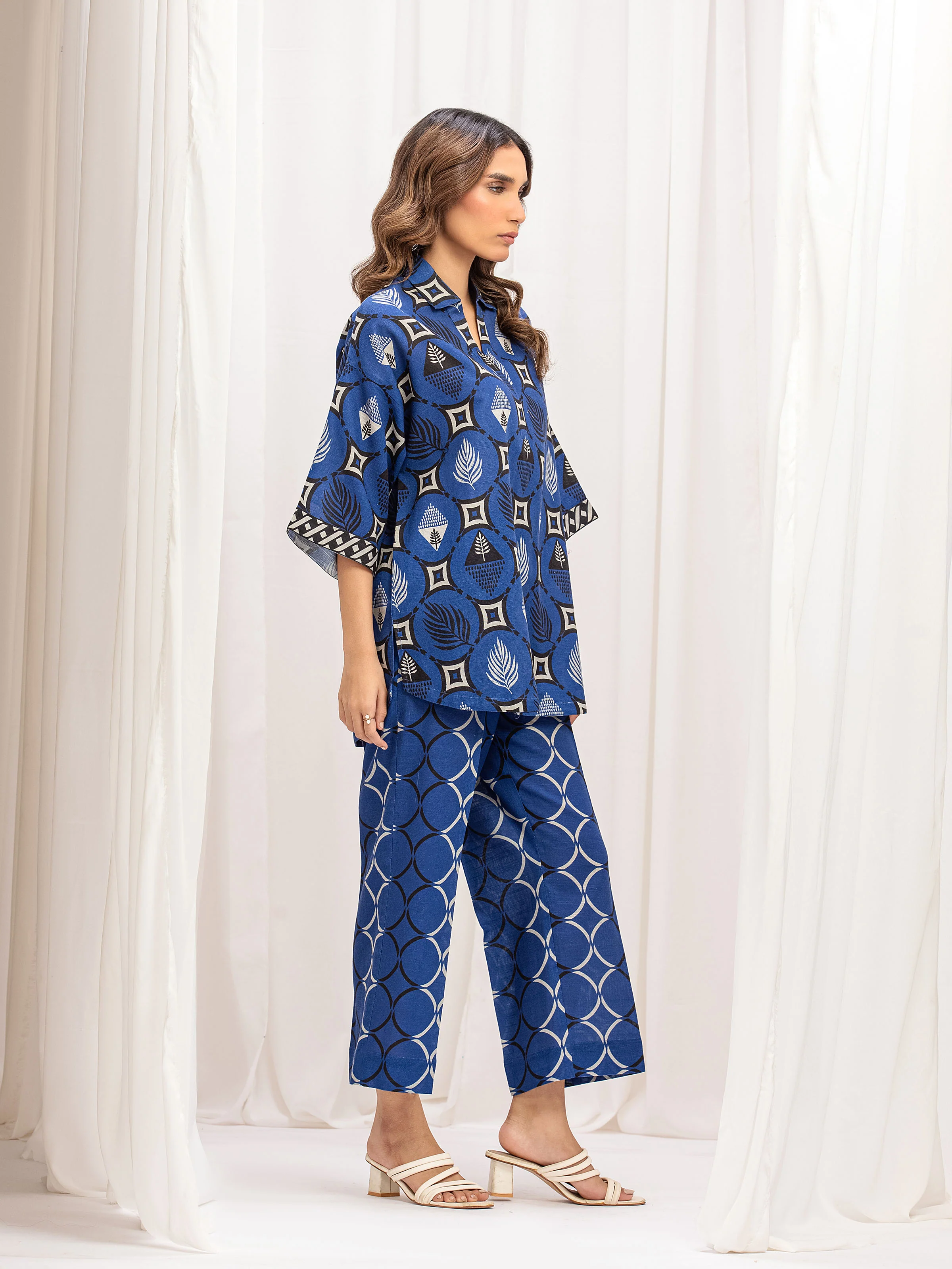 Printed Khaddar Co-Ord Set - EWTKP5-84043ST - Image 4