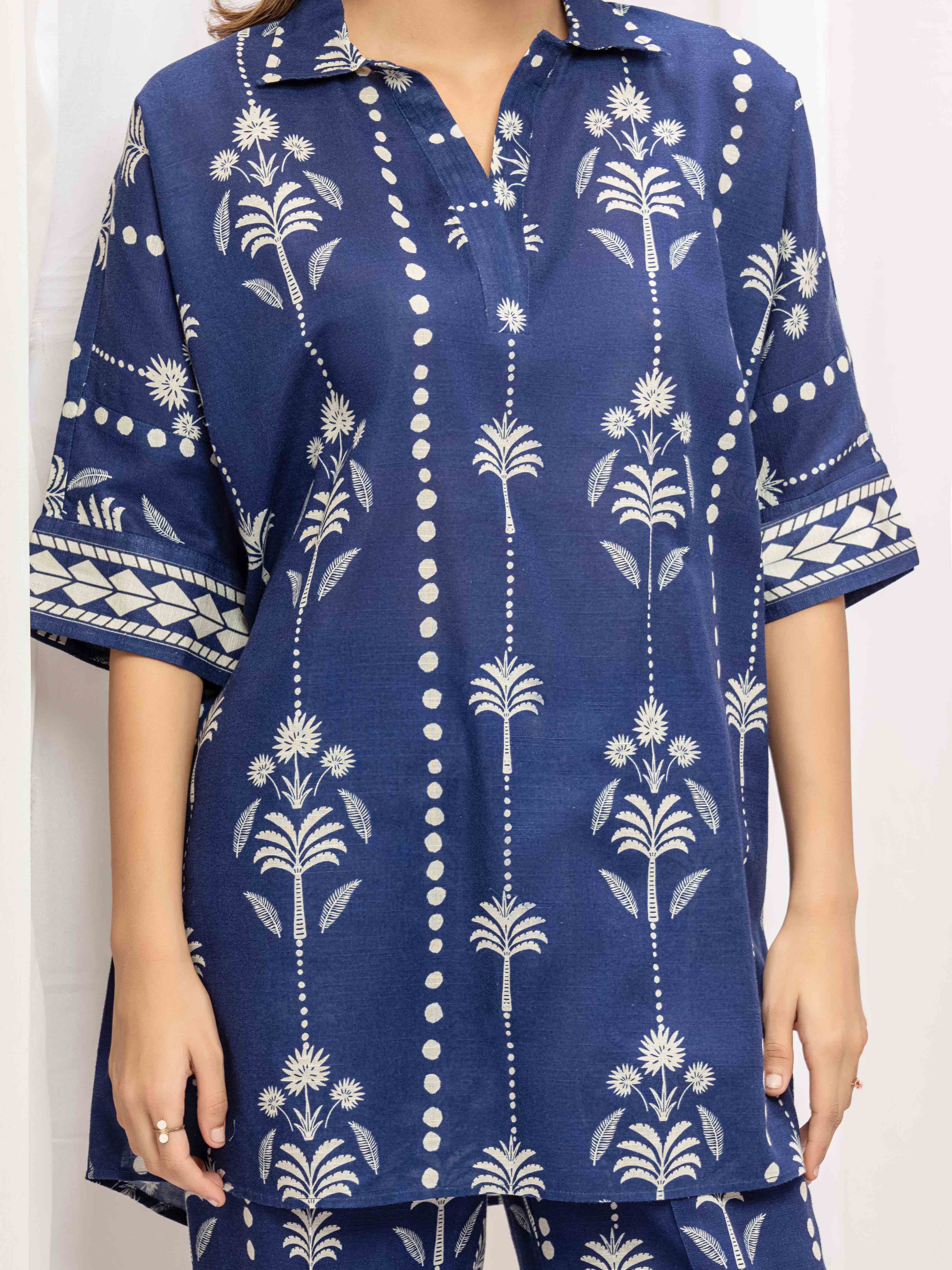 Printed Khaddar Co-Ord Set - EWTKP5-84091ST - Image 3