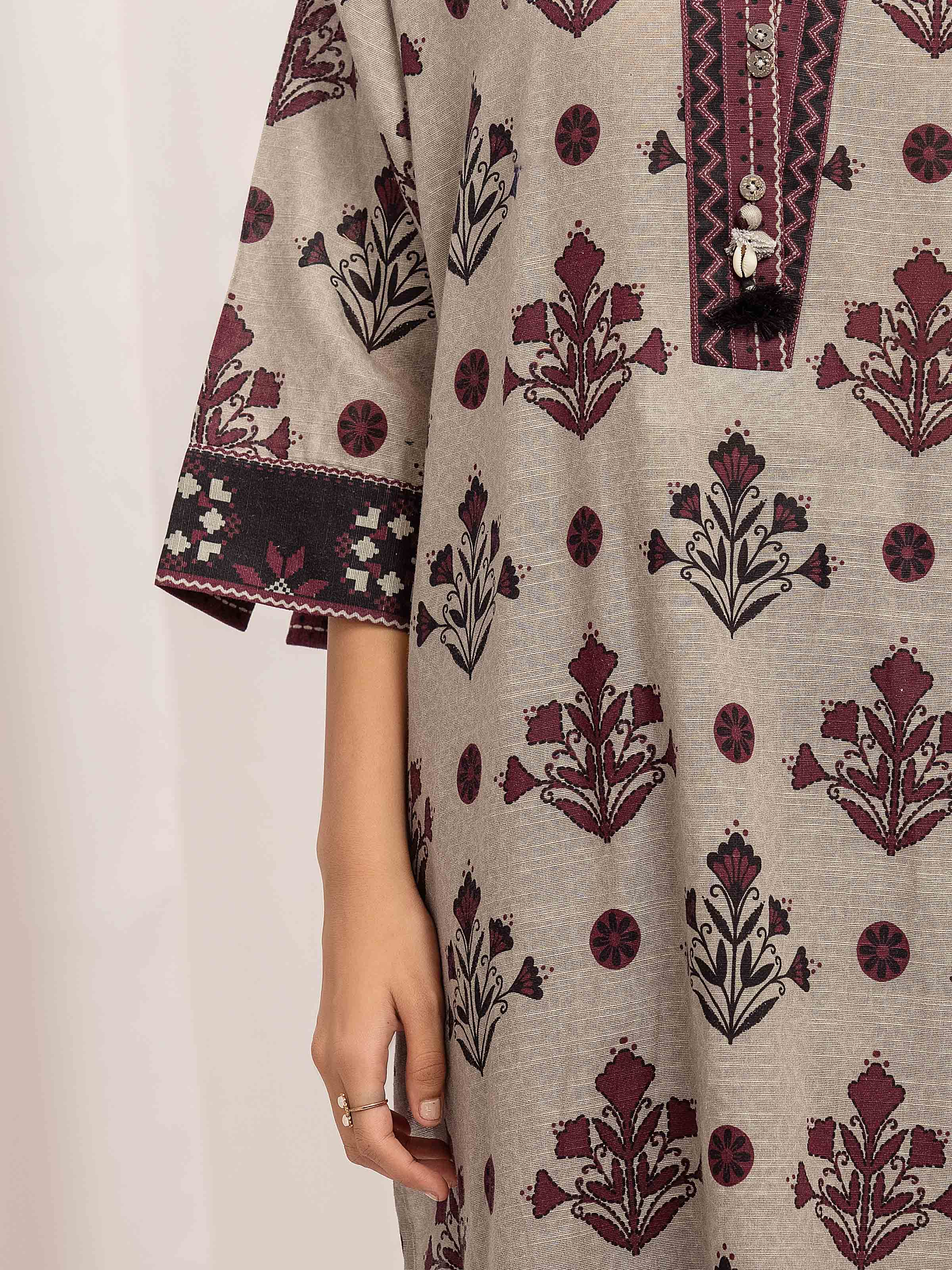 Printed Khaddar Co-Ord Set - EWTKP5-84092ST - Image 4