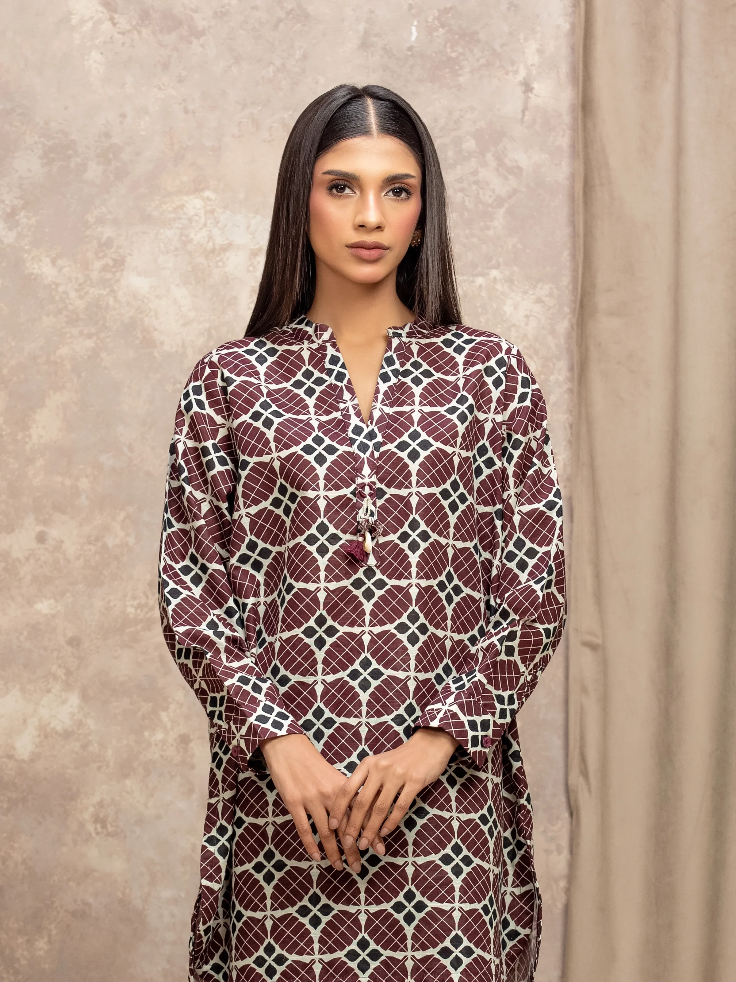 Printed Khaddar Co-Ord Set - EWTKP5-84101ST - Image 2