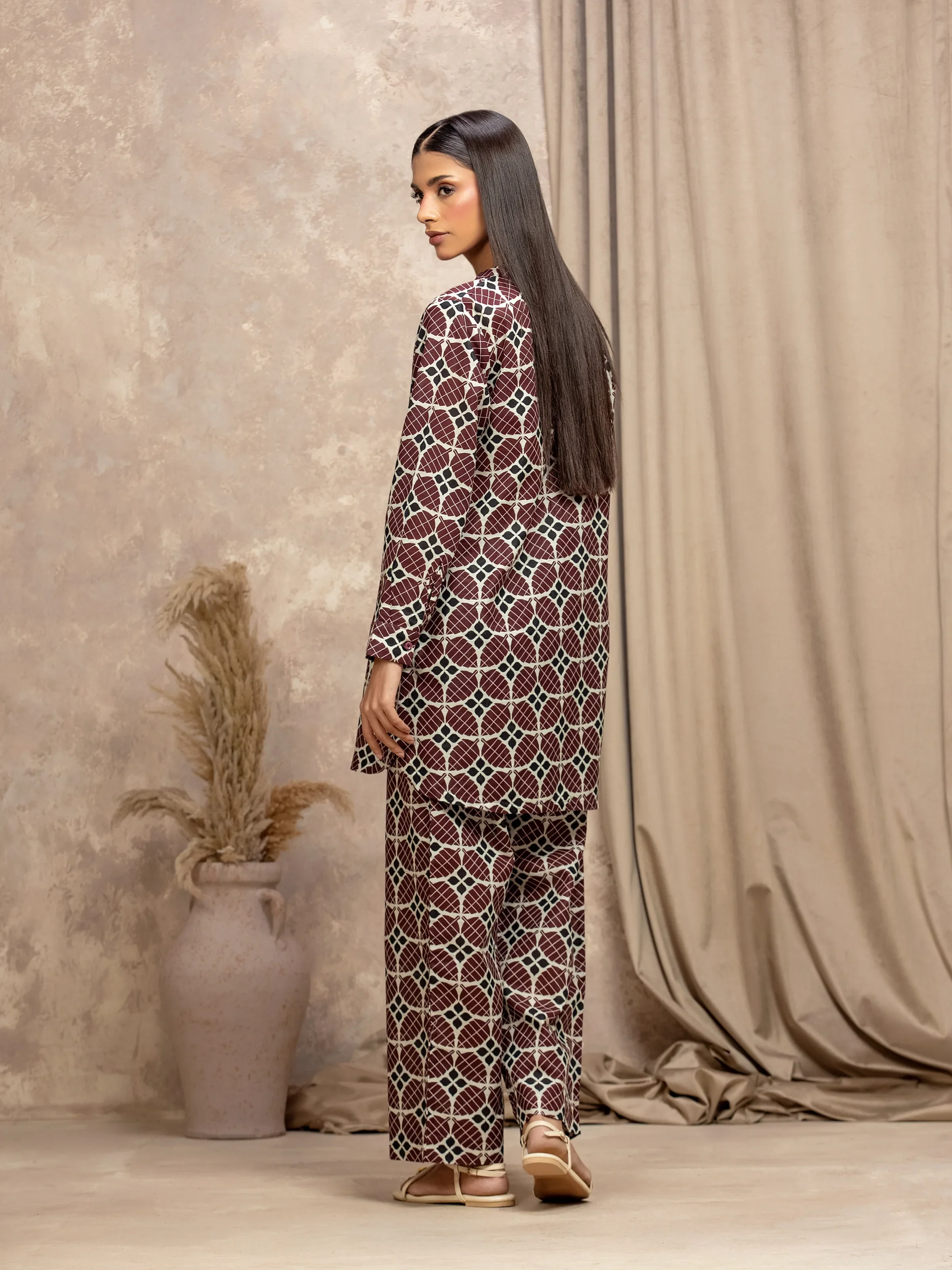 Printed Khaddar Co-Ord Set - EWTKP5-84101ST - Image 6