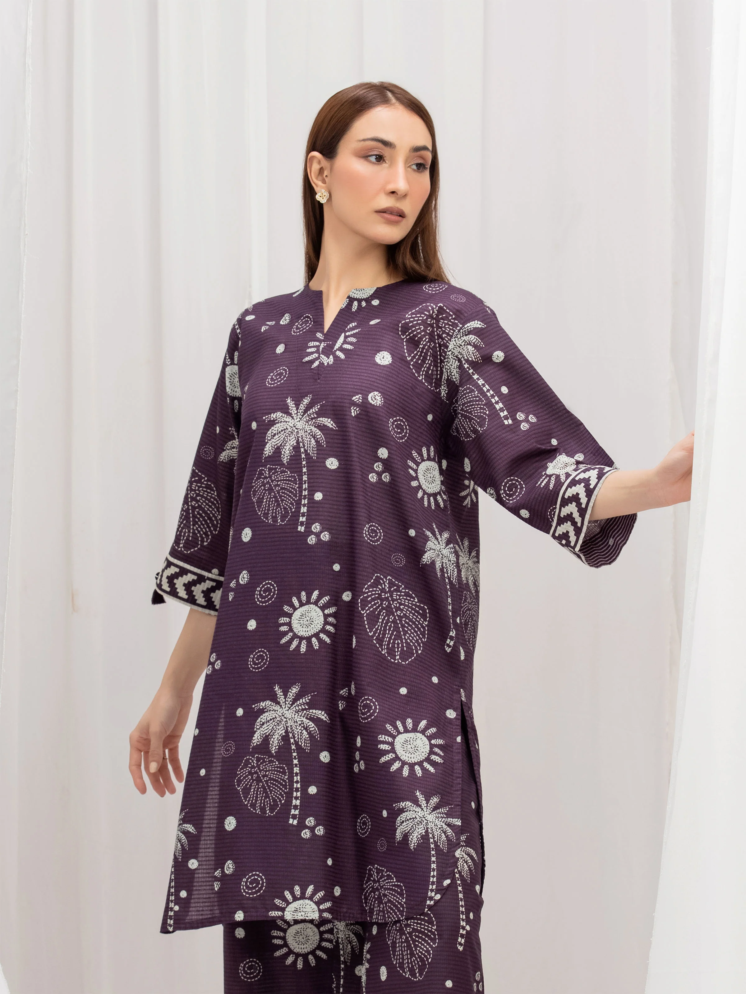 Printed Lawn Slub Co-Ord Set - EWTKP5-86001ST - Image 2