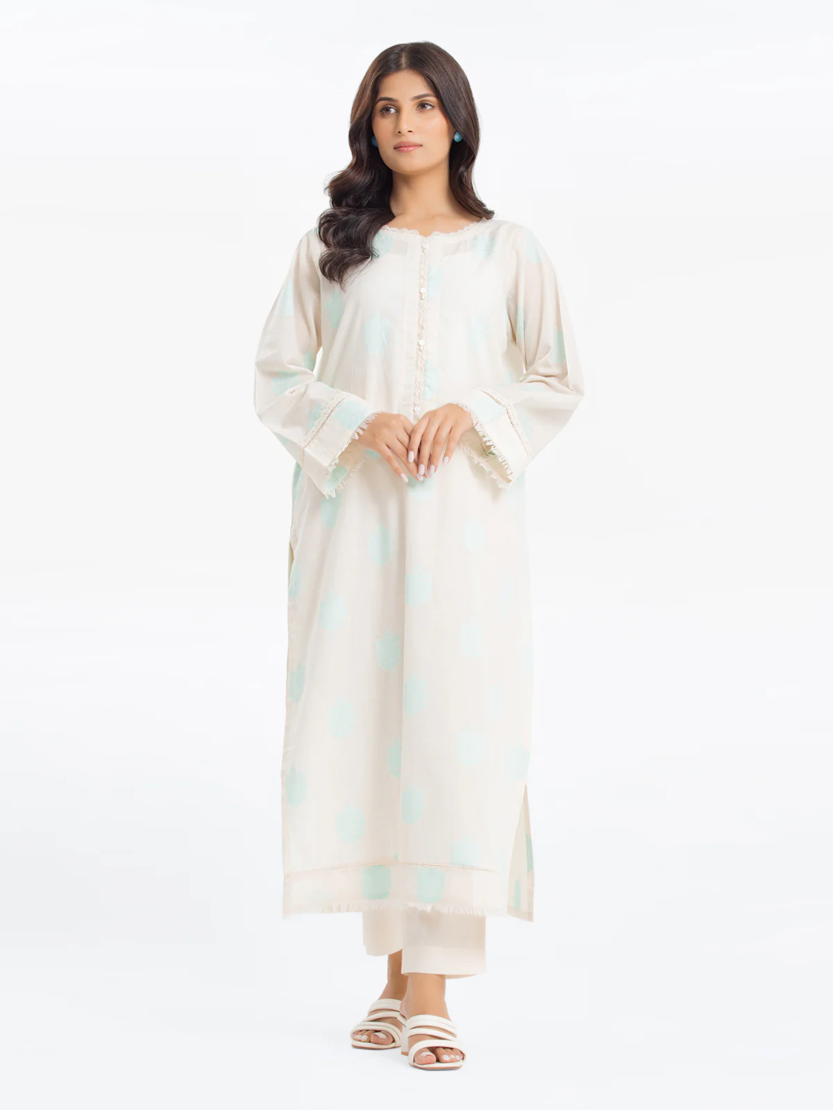 Printed Jacquard Shirt Trouser - EWTKS24-80098ST