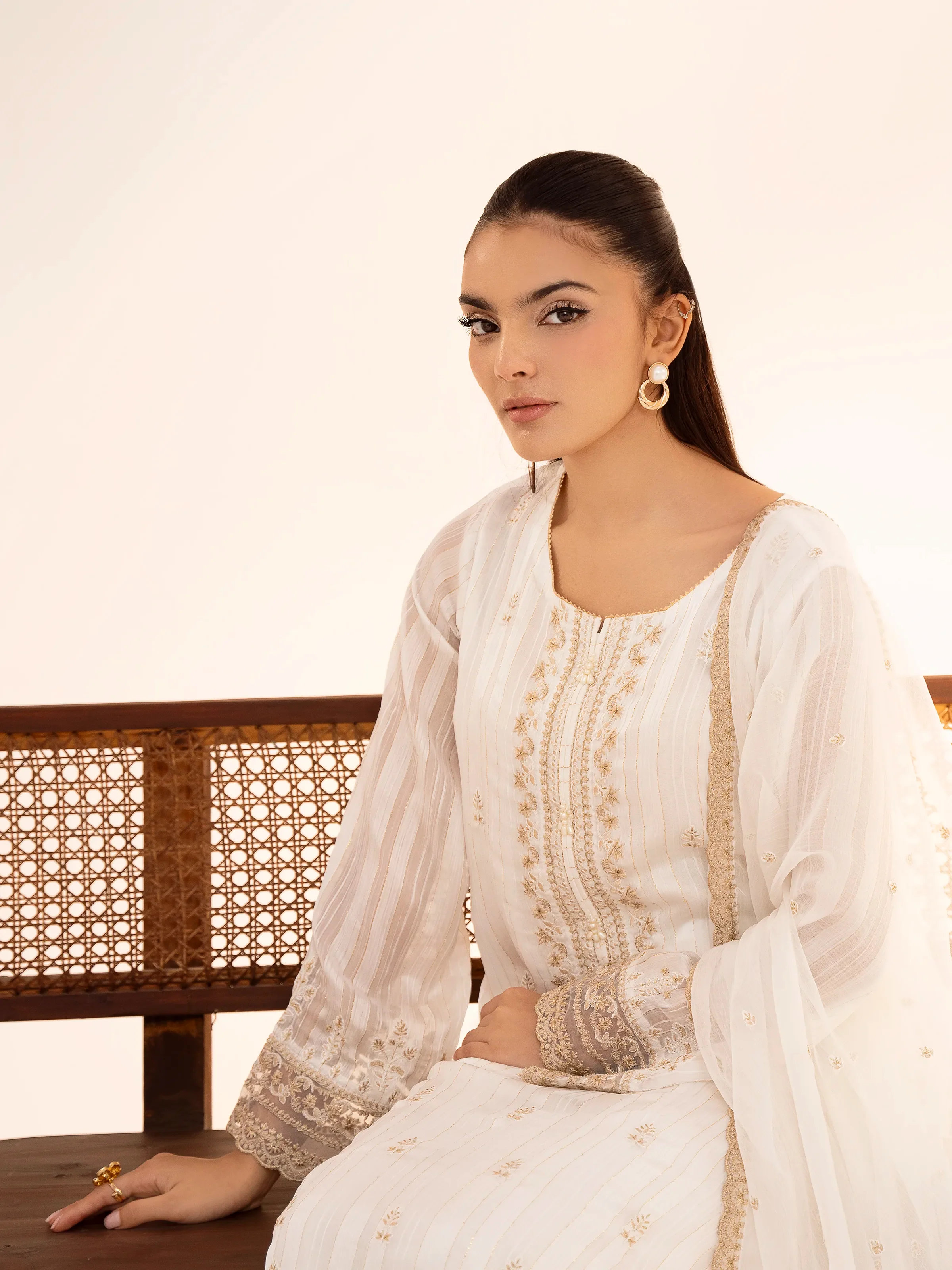 Embroidered Chiffon Suit - EWTPLE24-00013-3P - Image 2