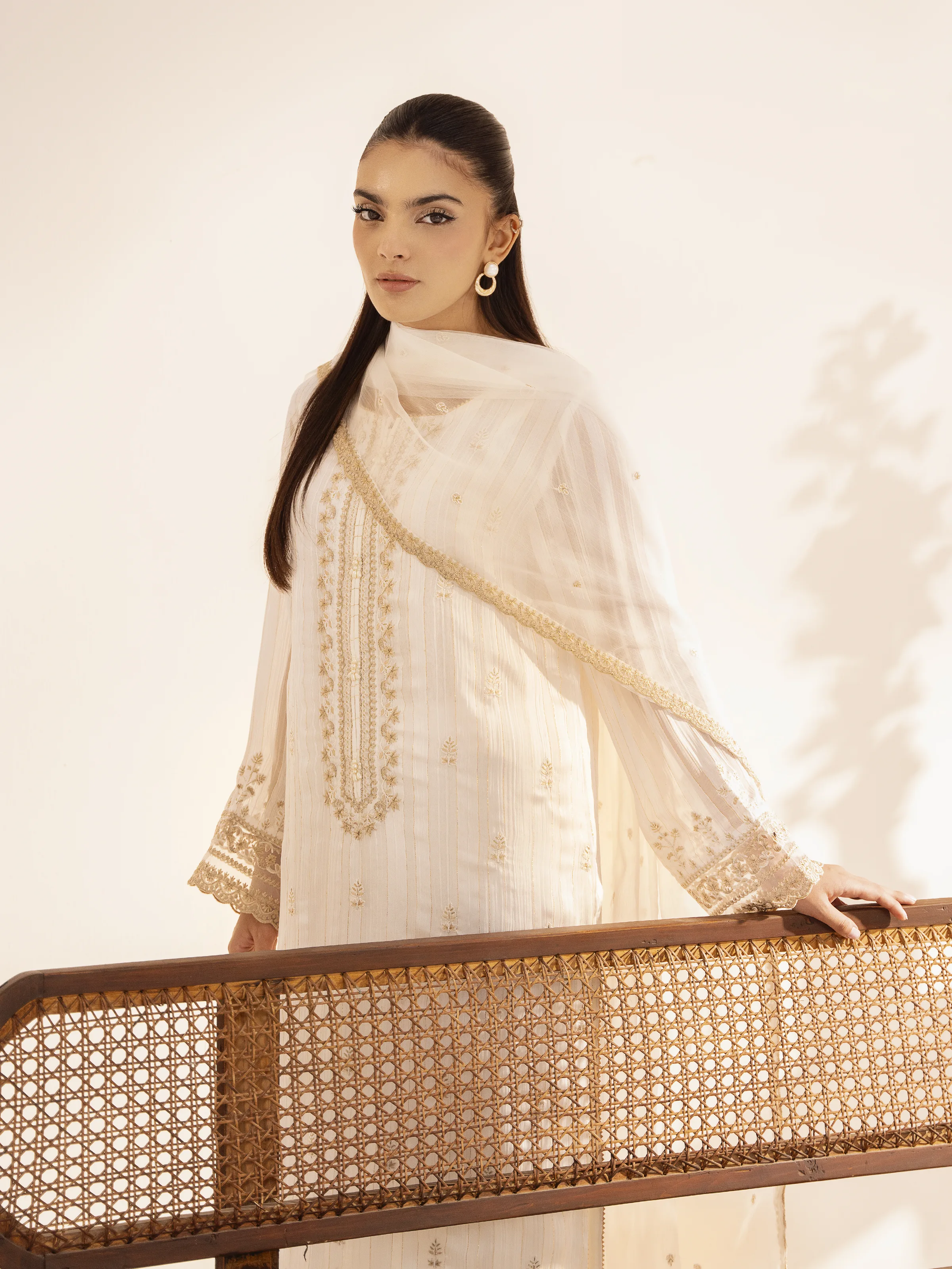 Embroidered Chiffon Suit - EWTPLE24-00013-3P - Image 6