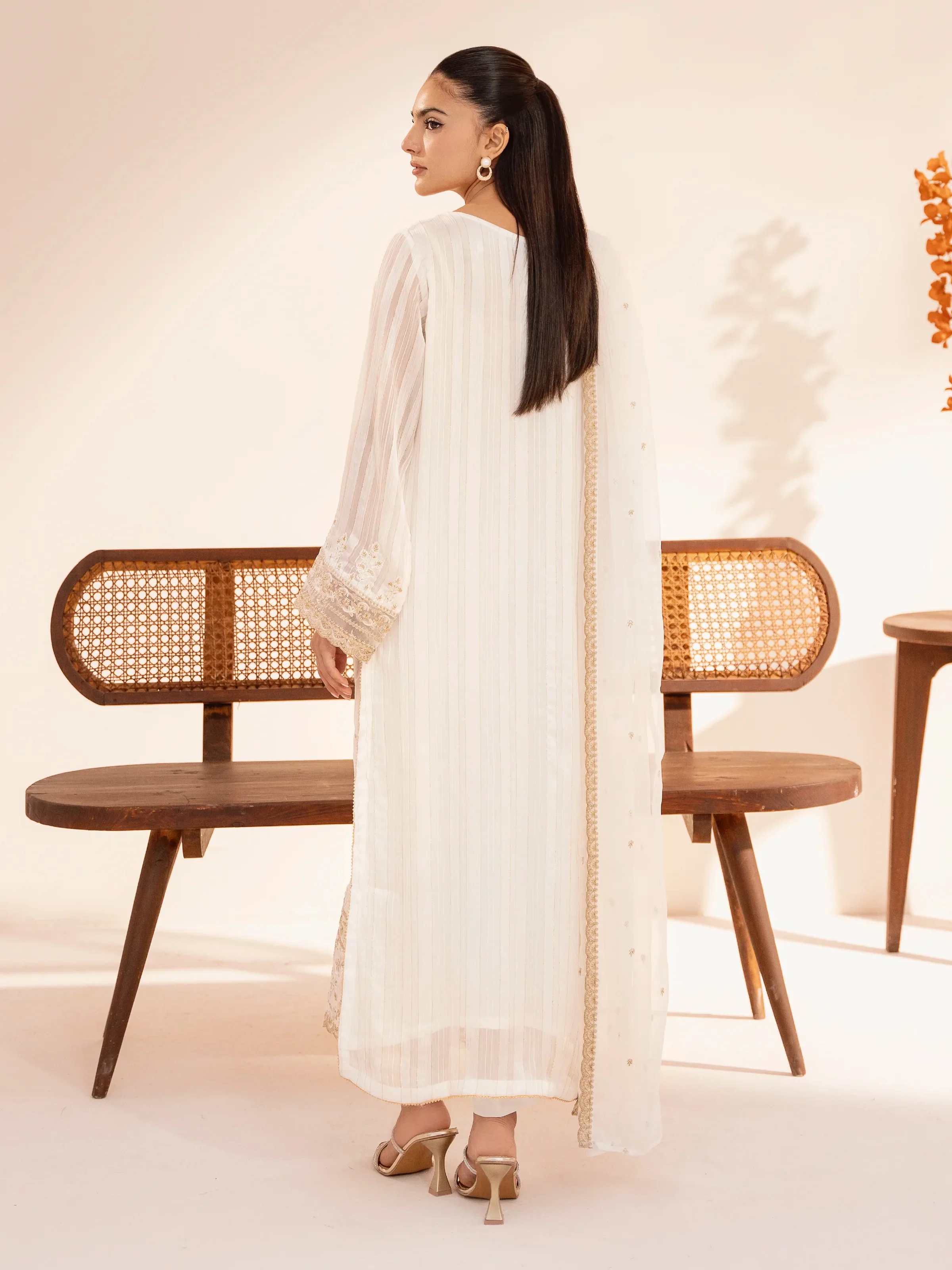 Embroidered Chiffon Suit - EWTPLE24-00013-3P - Image 7