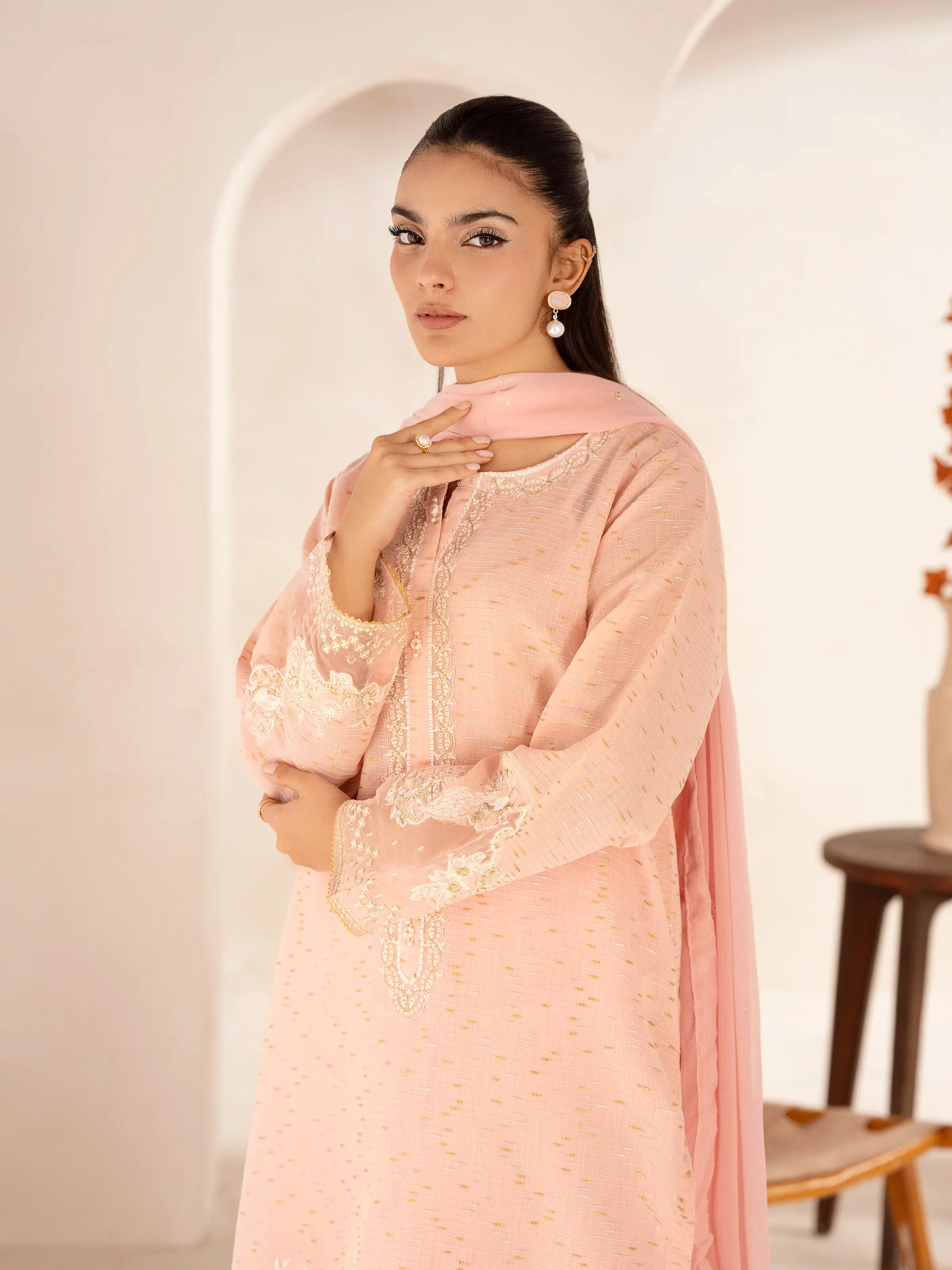Embroidered Dobby Suit - EWTPLE24-00025-3P - Image 2