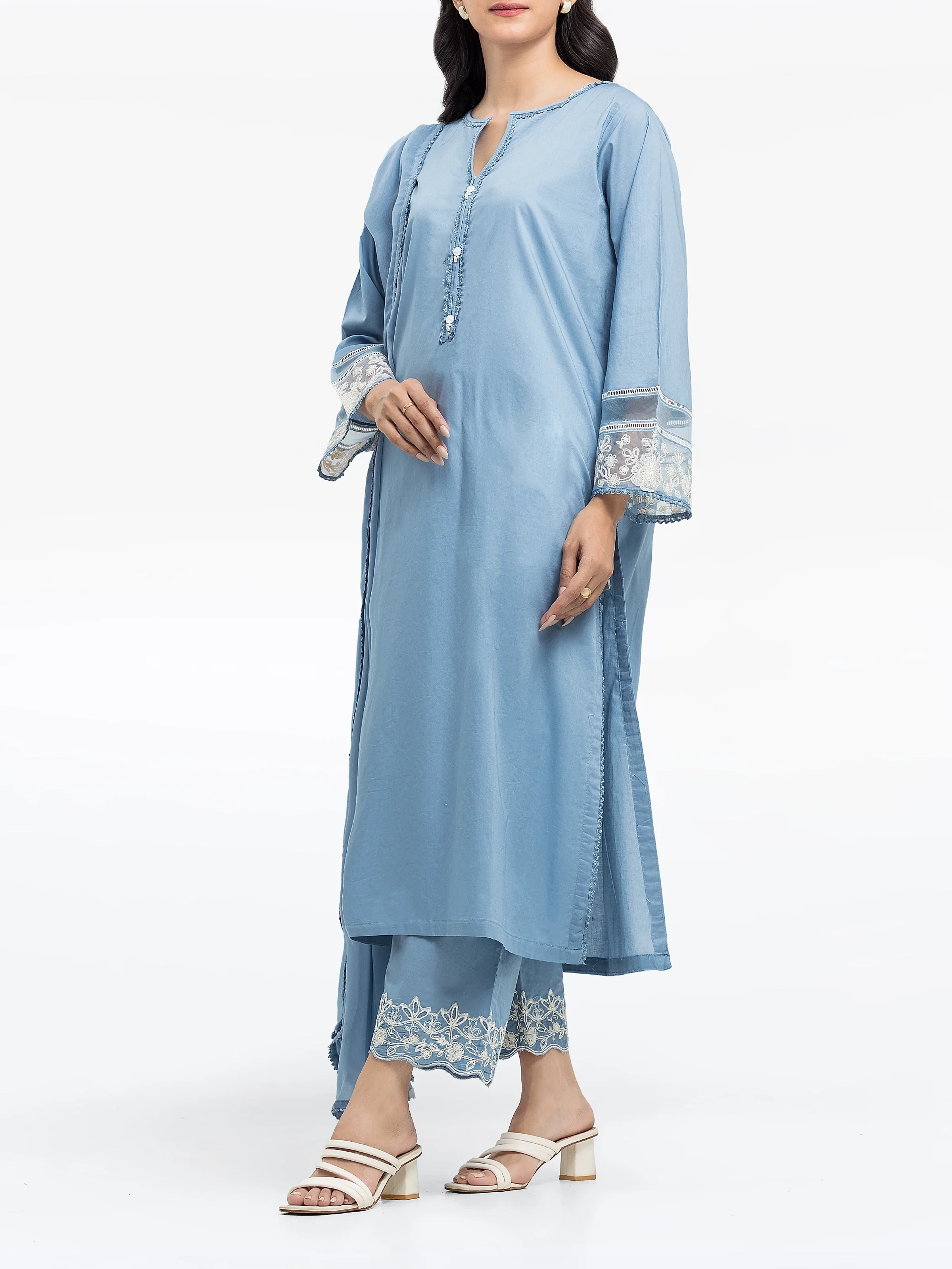 Embroidered Cambric Suit - EWTKE24-80113-3P - Image 4