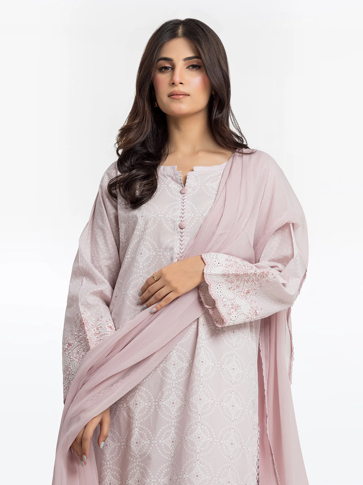 Embroidered Cambric Suit - EWTKE24-81048-3P