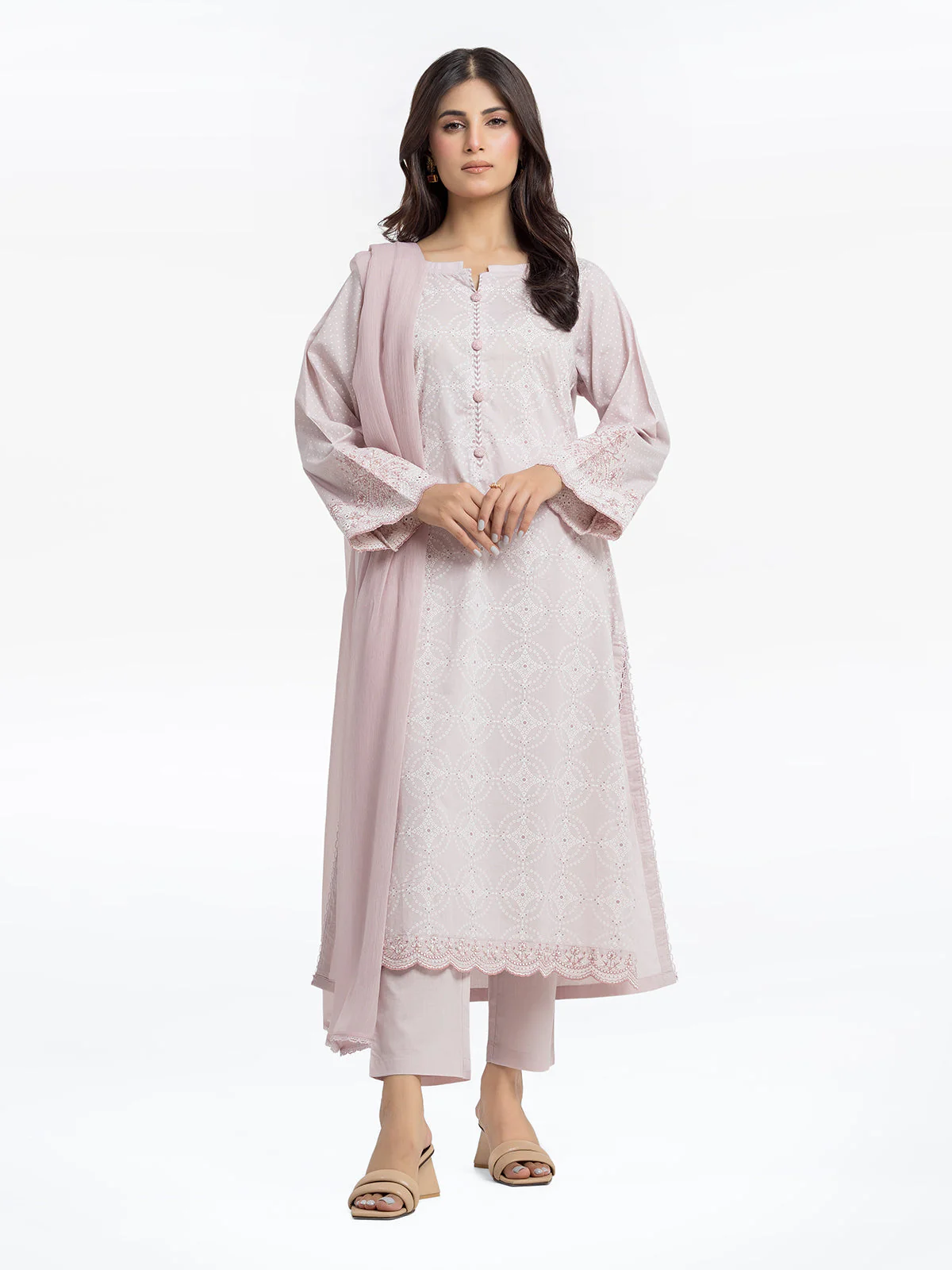 Embroidered Cambric Suit - EWTKE24-81048-3P - Image 2