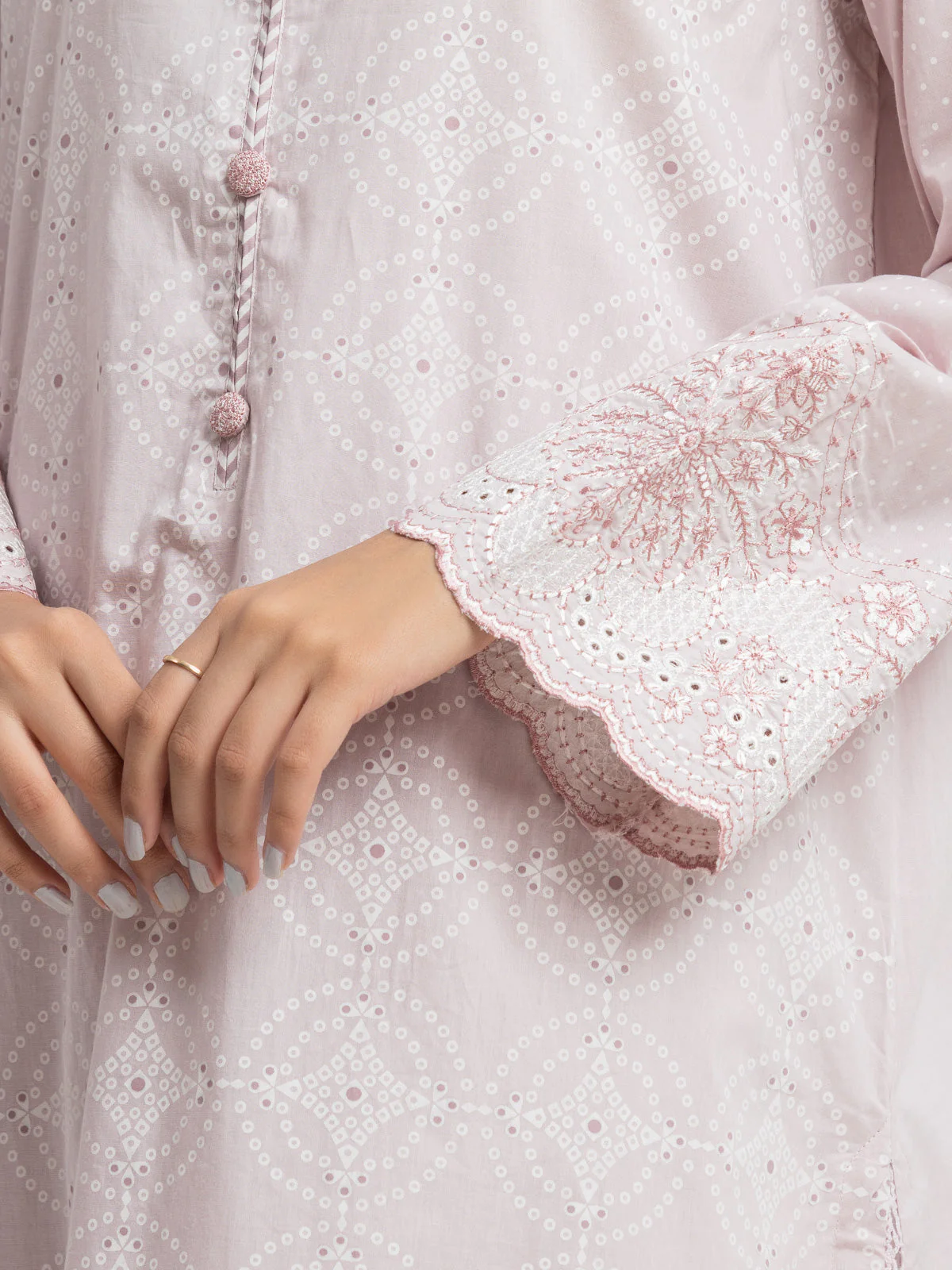 Embroidered Cambric Suit - EWTKE24-81048-3P - Image 4