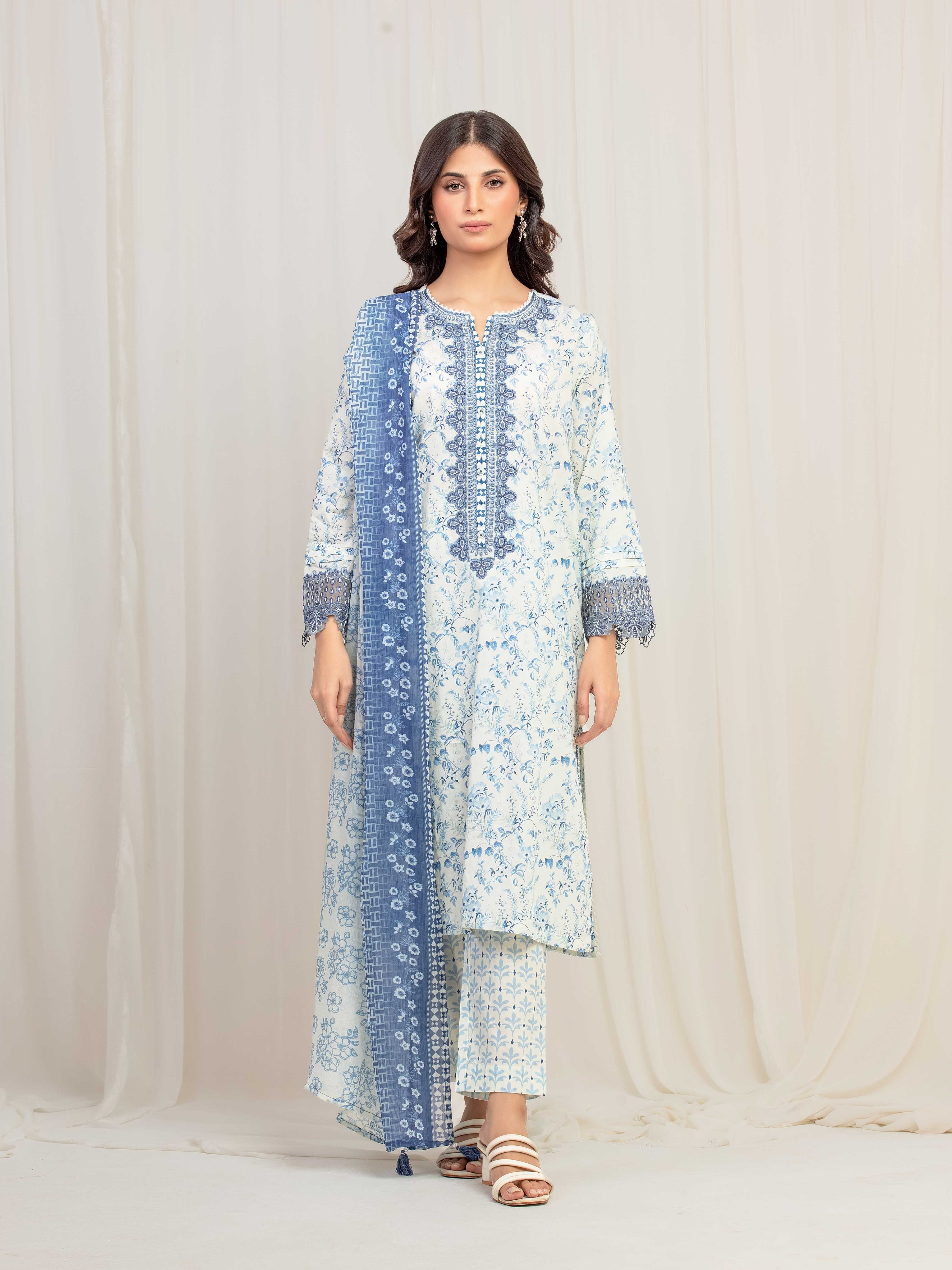 Embroidered Cambric Suit - EWTKE5-81732-3P