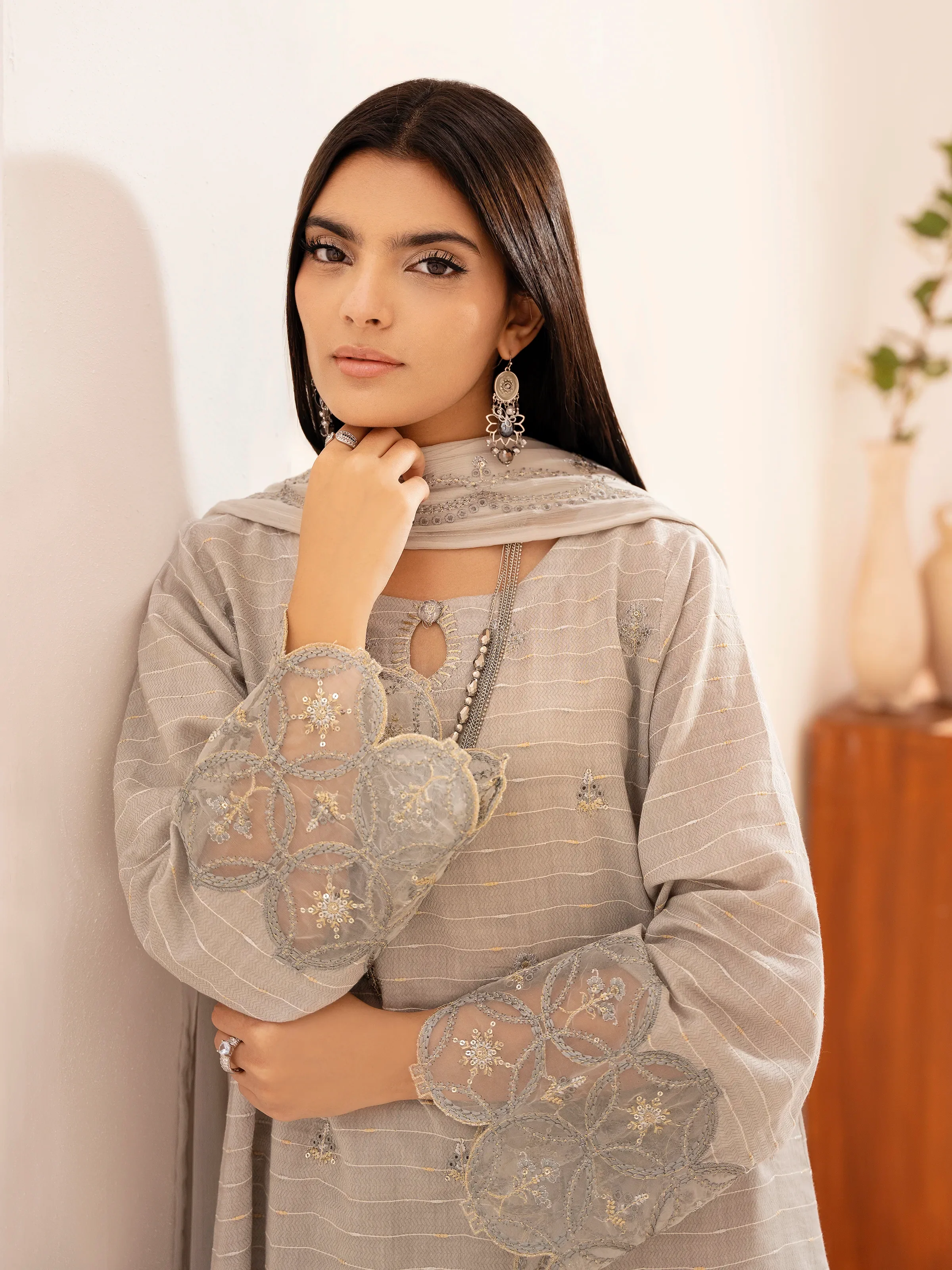 Embroidered Dobby Suit - EWTKE24-80323-3P - Image 3